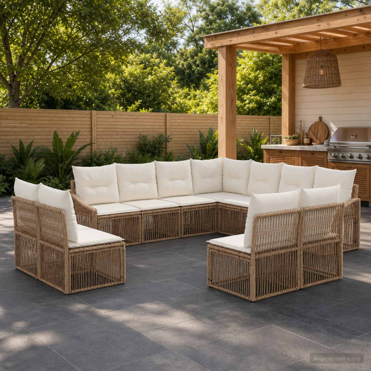 Gartensofa-set 11 pcs Beige Poly-Rattan