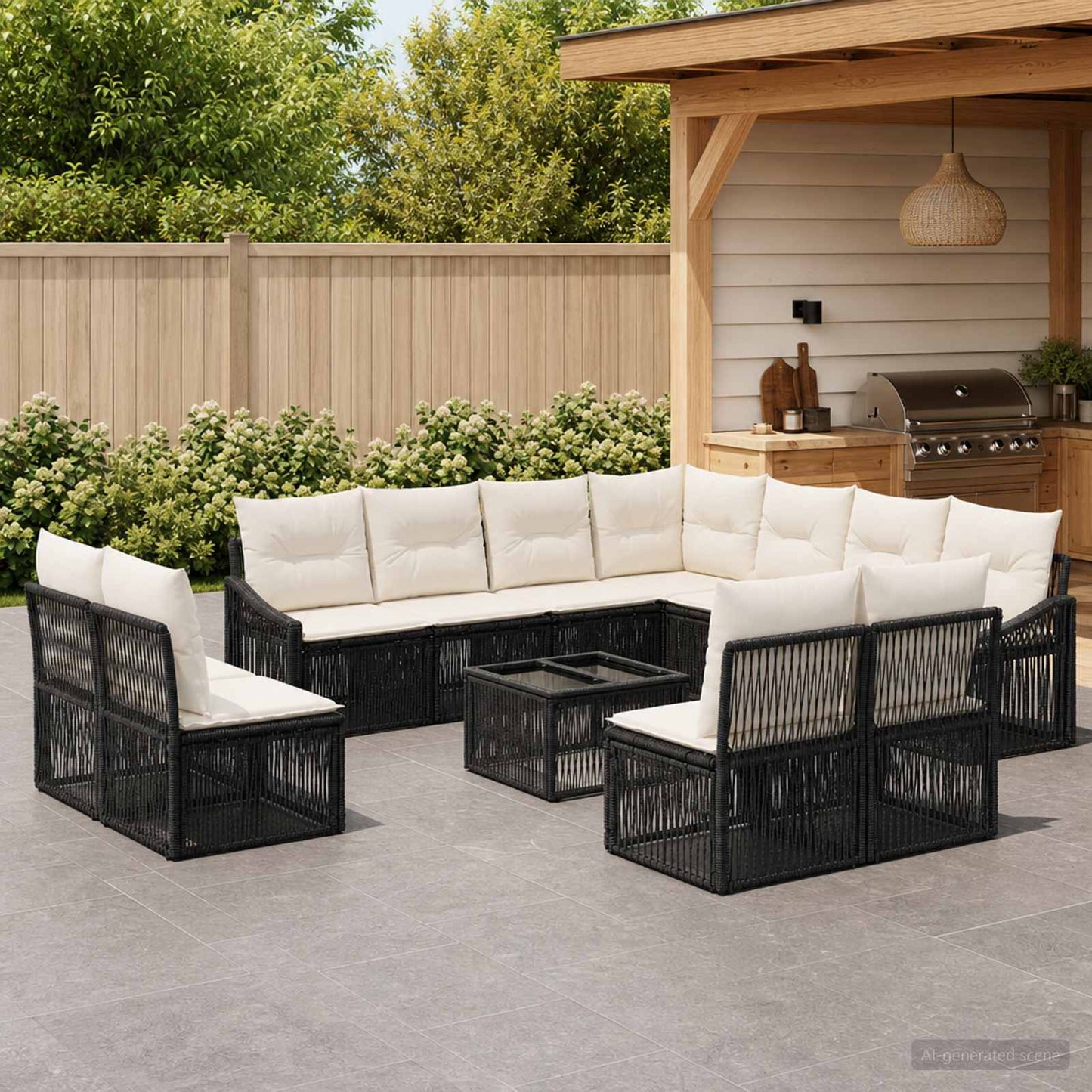 Gartensofa-set 12 pcs Schwarz Poly-Rattan