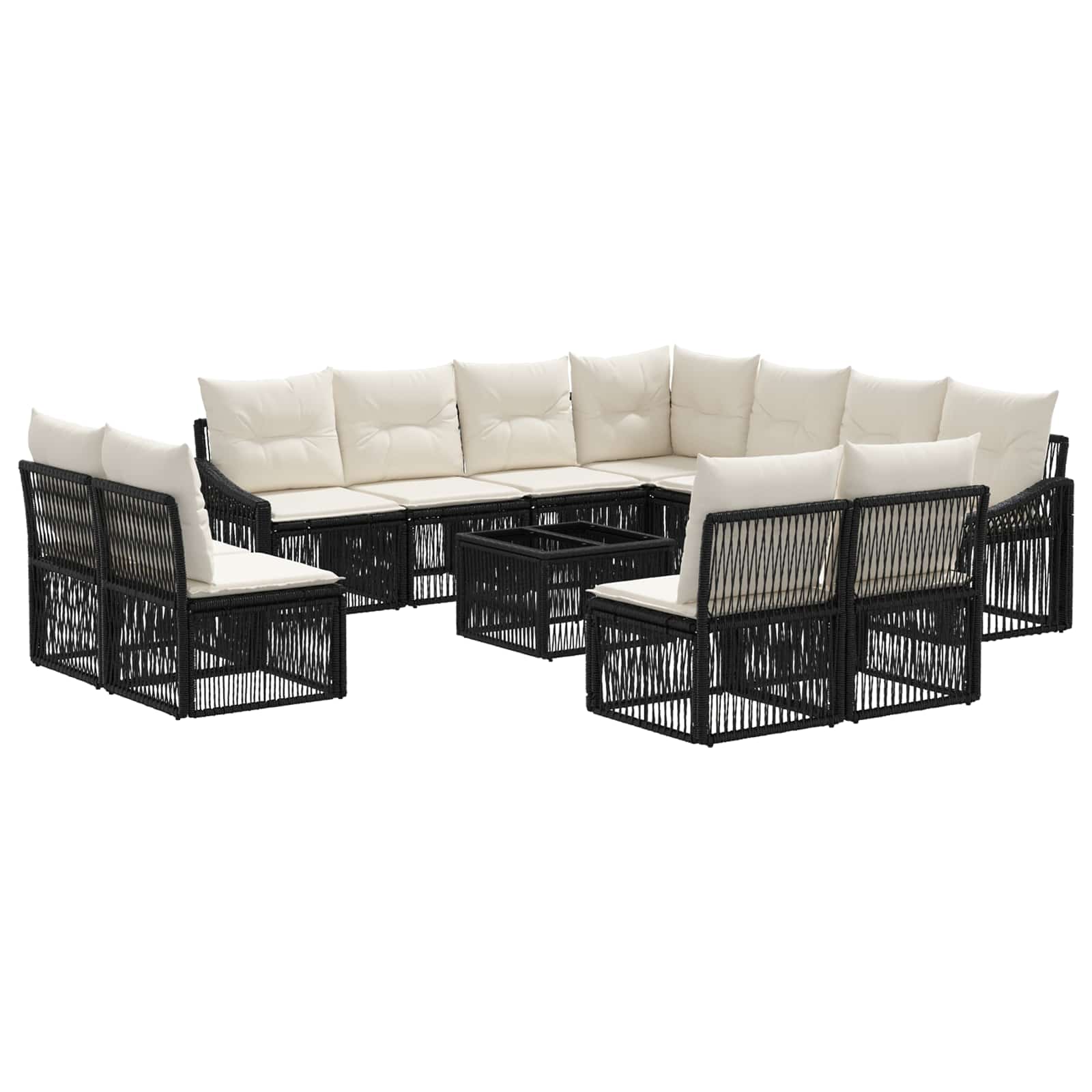 Gartensofa-set 12 pcs Schwarz Poly-Rattan