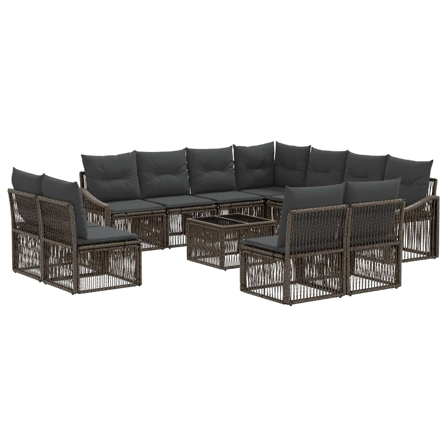 Gartensofa-set 12 stk. Grau Poly-Rattan