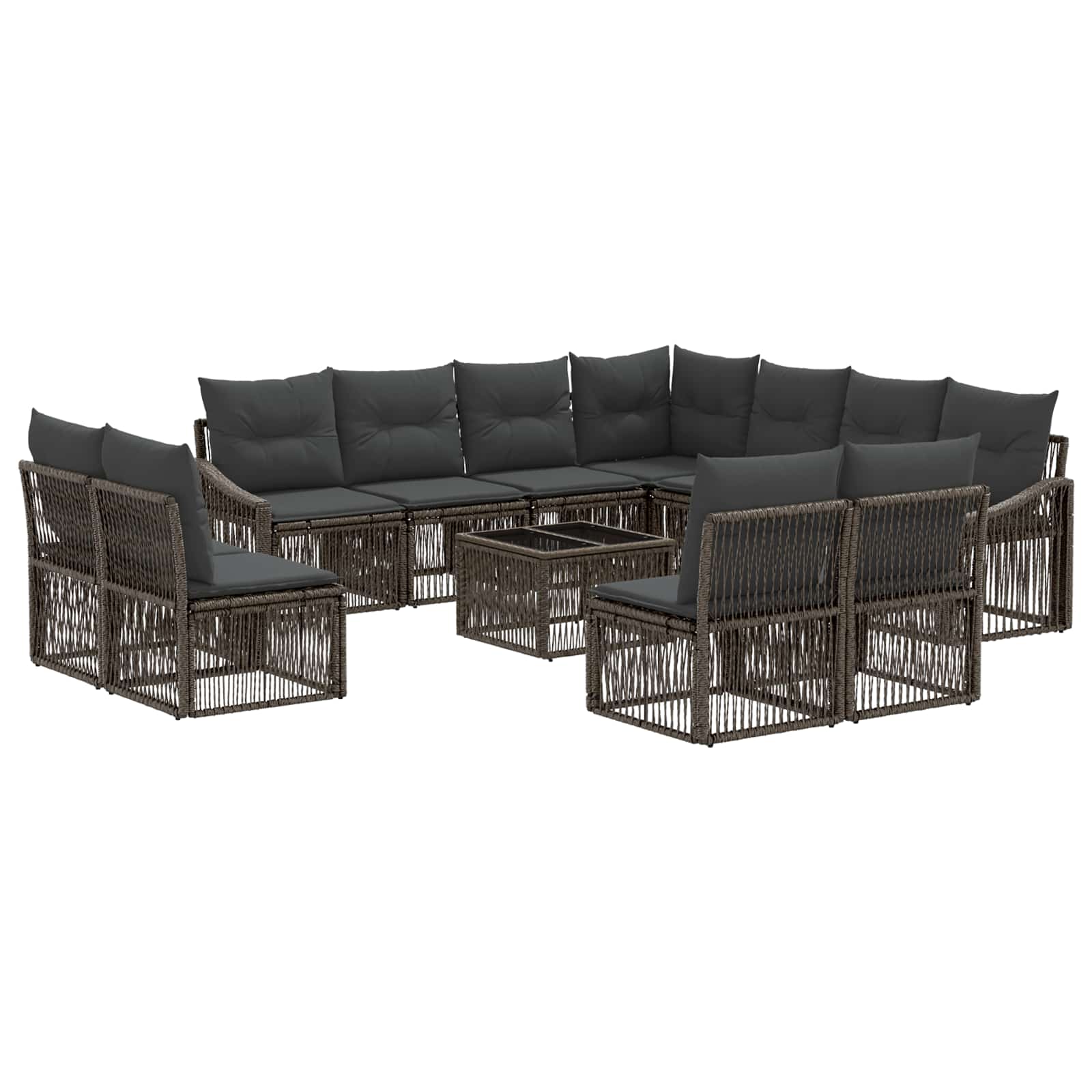 Gartensofa-set 12 stk. Grau Poly-Rattan