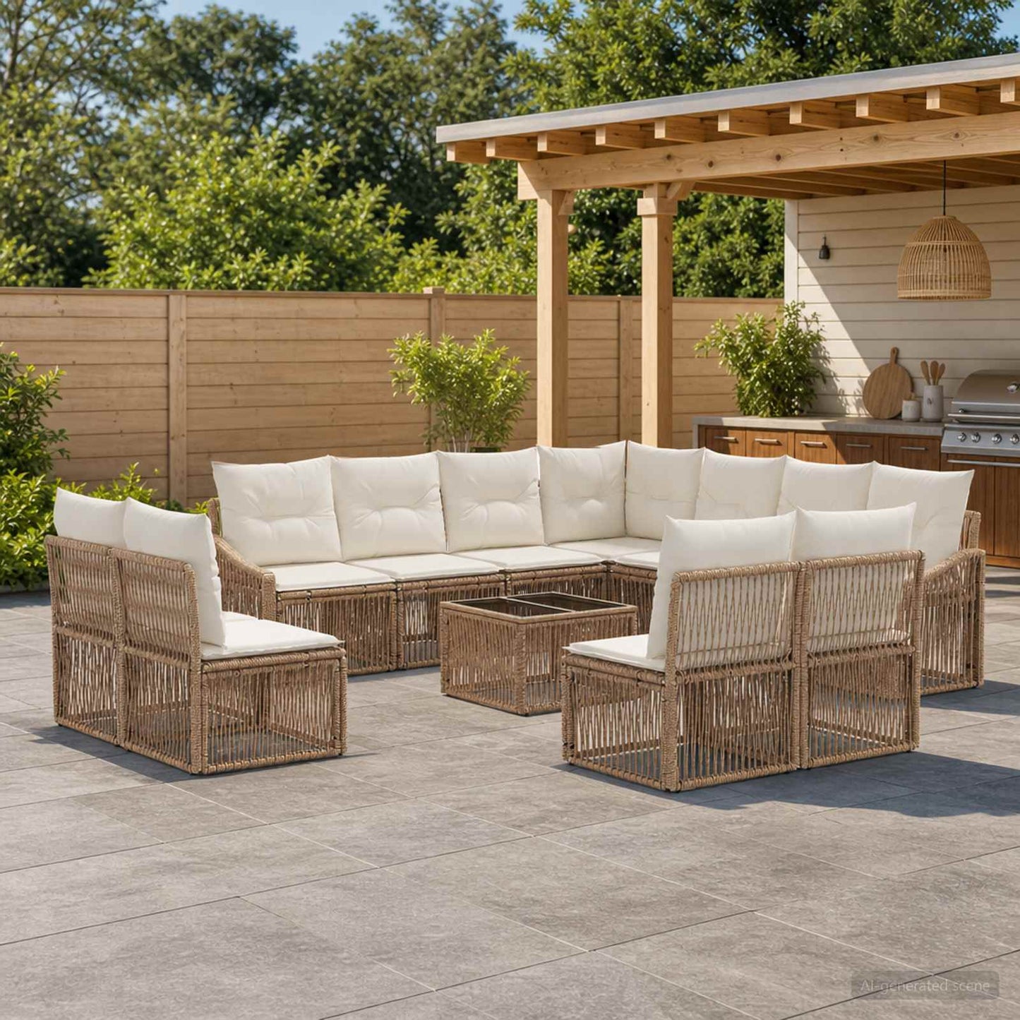 Gartensofa-set 12 pcs Beige Poly-Rattan