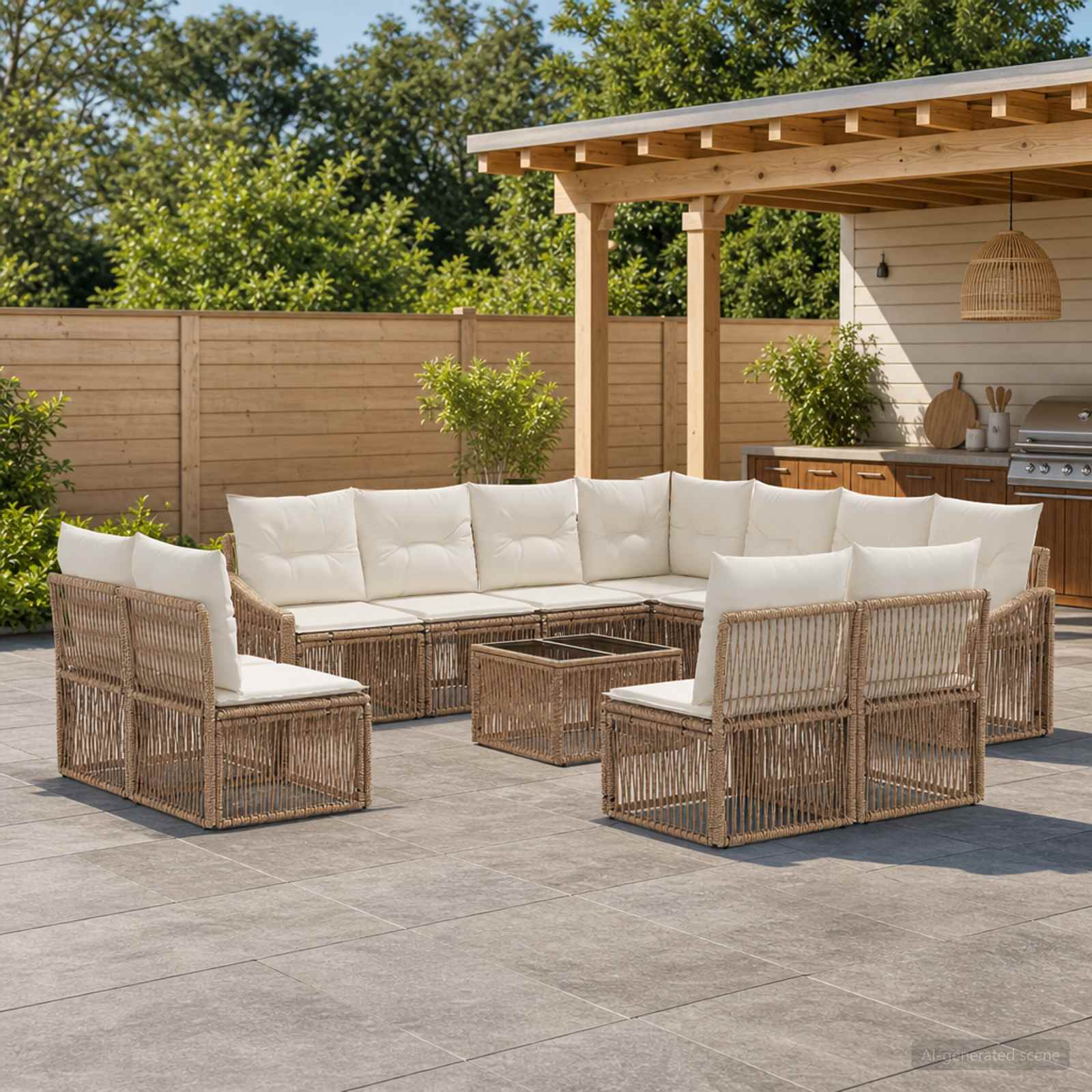 Gartensofa-set 12 pcs Beige Poly-Rattan