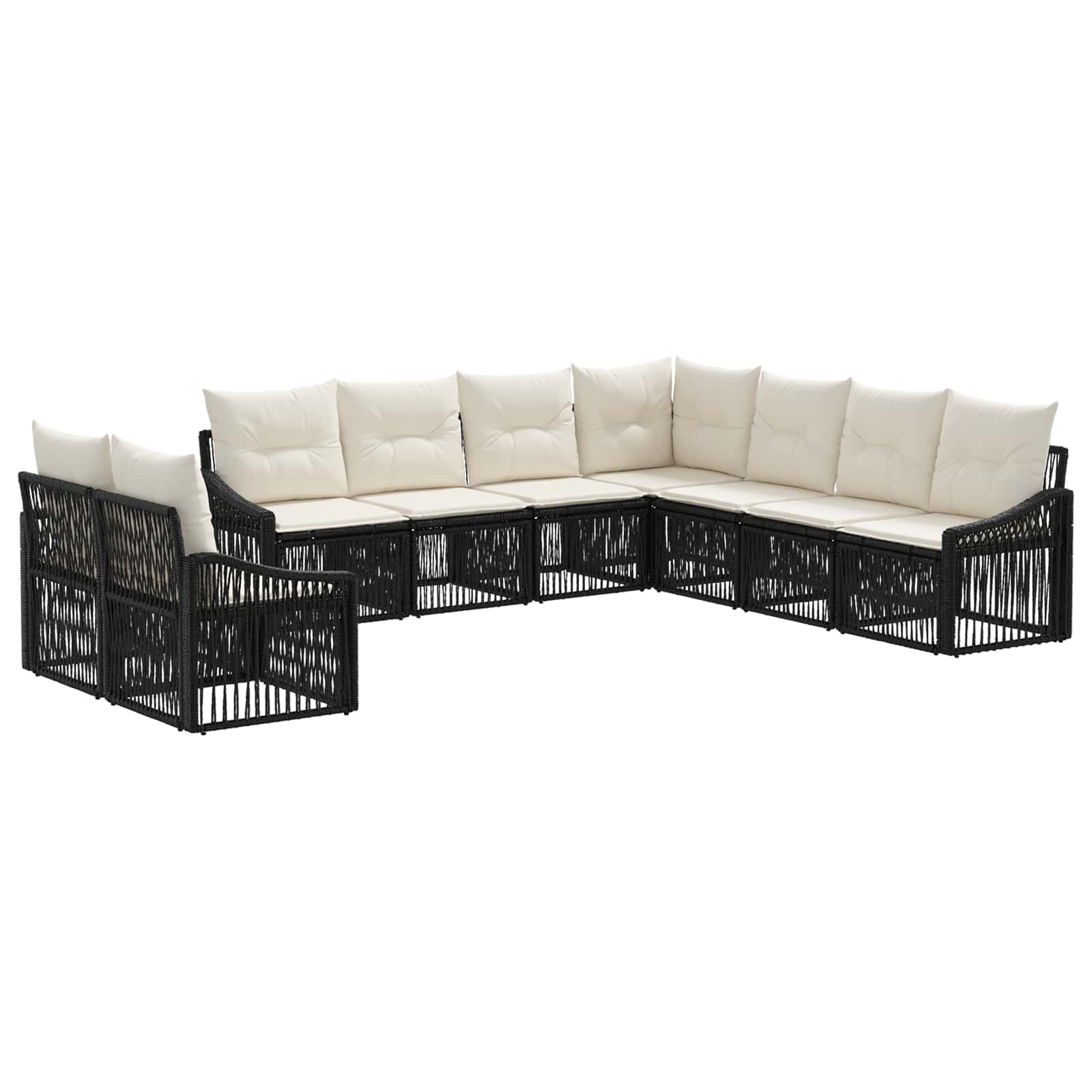 Gartensofa-set 9 pcs Schwarz Poly-Rattan