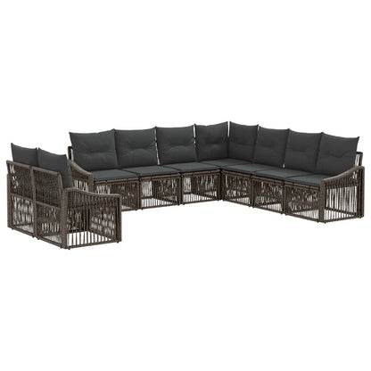 Gartensofa-set 9 stk. Grau Poly-Rattan