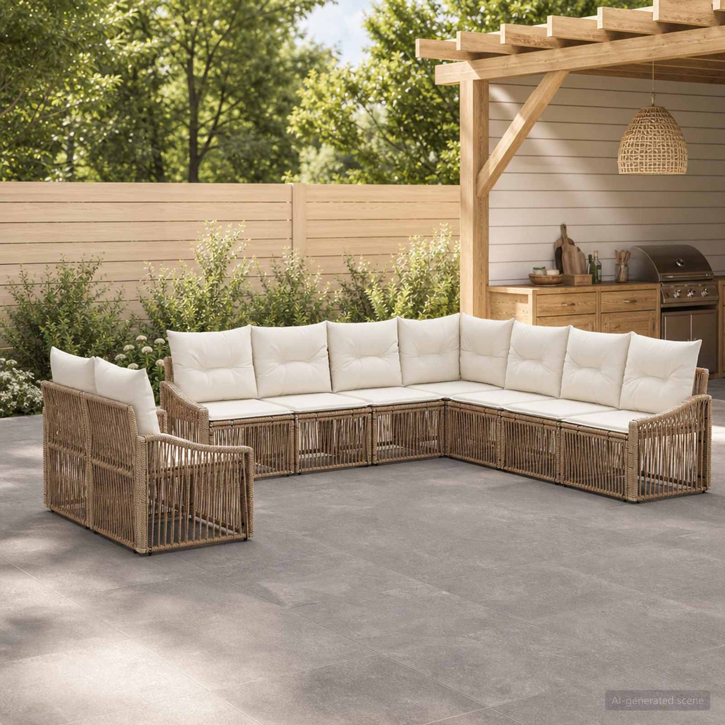 Gartensofa-set 9 pcs Beige Poly-Rattan