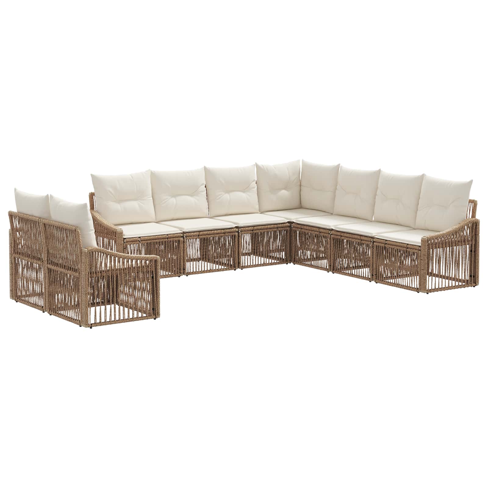 Gartensofa-set 9 pcs Beige Poly-Rattan