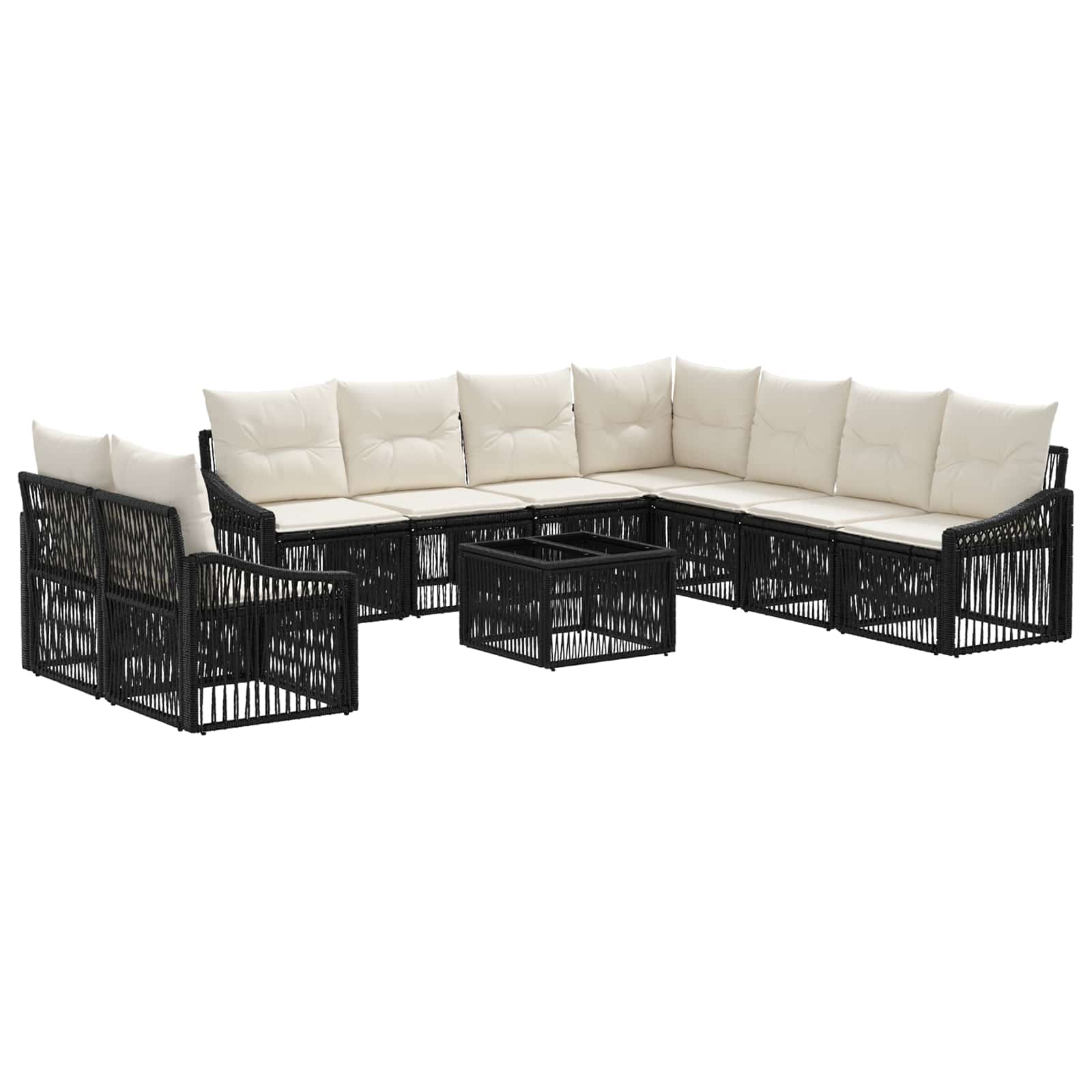 Gartensofa-set 10 stk. Schwarz Poly-Rattan