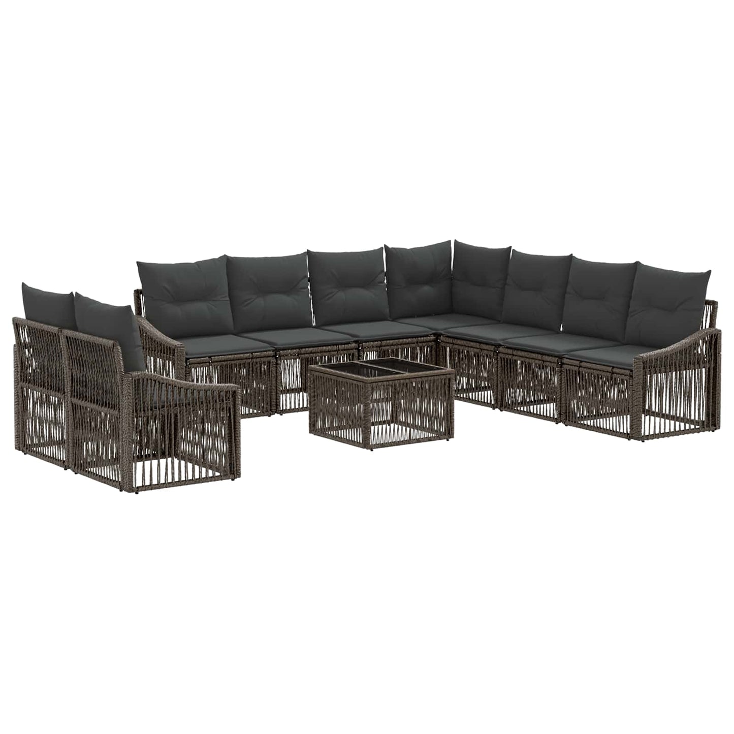 Gartensofa-set 10 stk. Grau Poly-Rattan