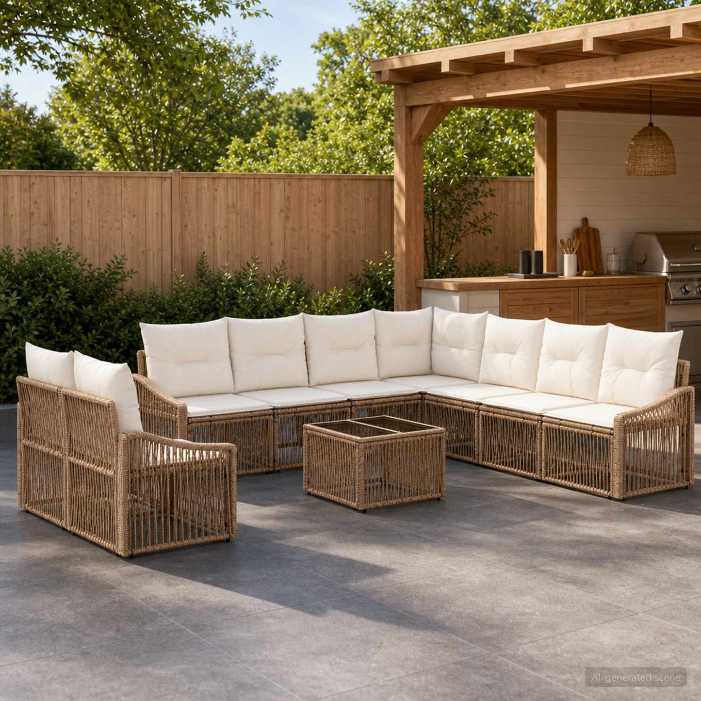 Gartensofa-set 10 pcs Beige Poly-Rattan