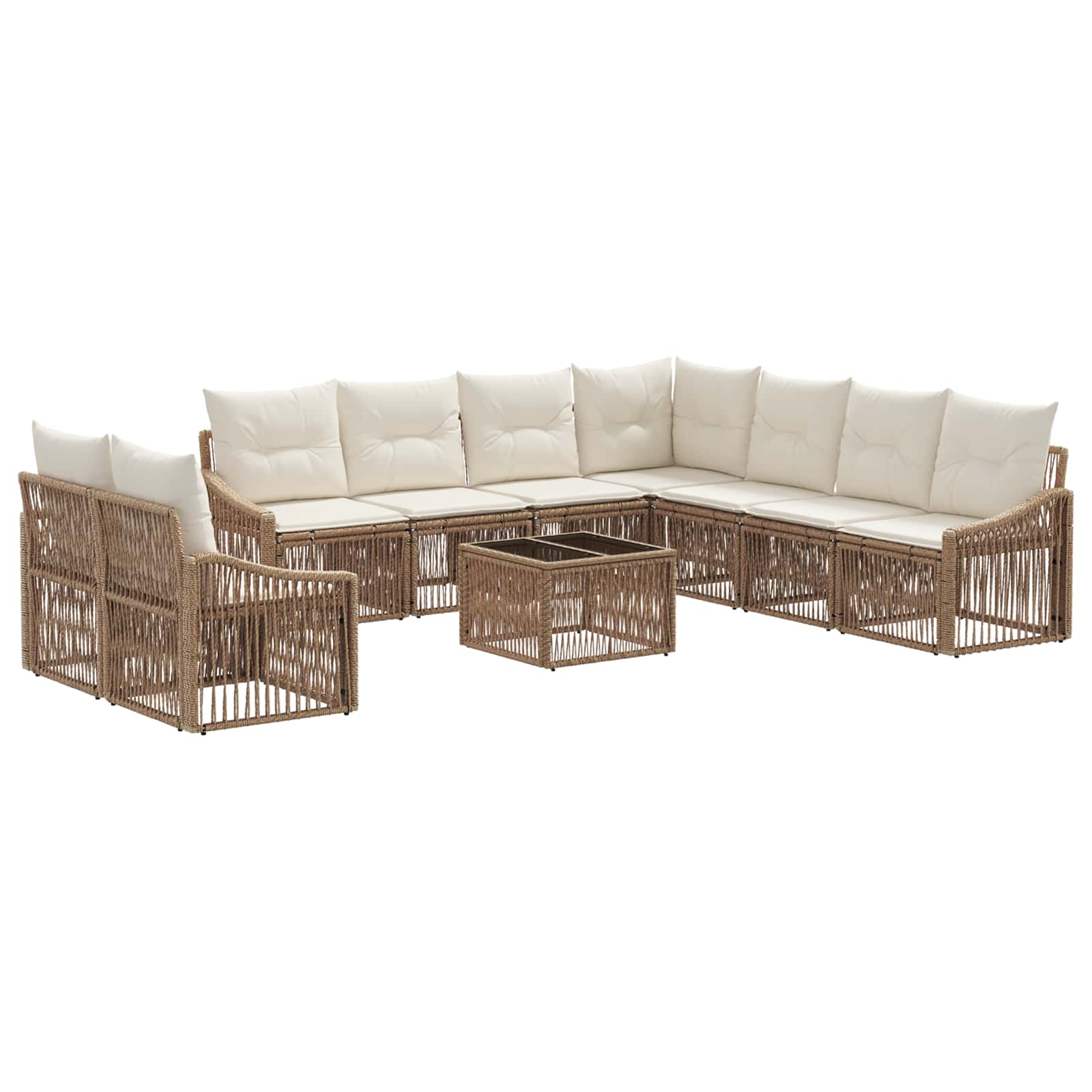 Gartensofa-set 10 pcs Beige Poly-Rattan