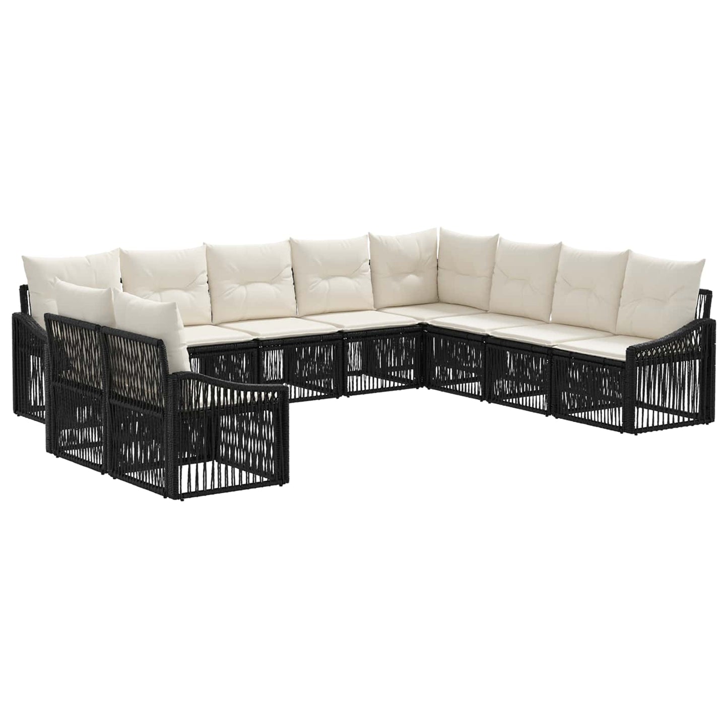 Gartensofa-set 10 pcs Schwarz Poly-Rattan