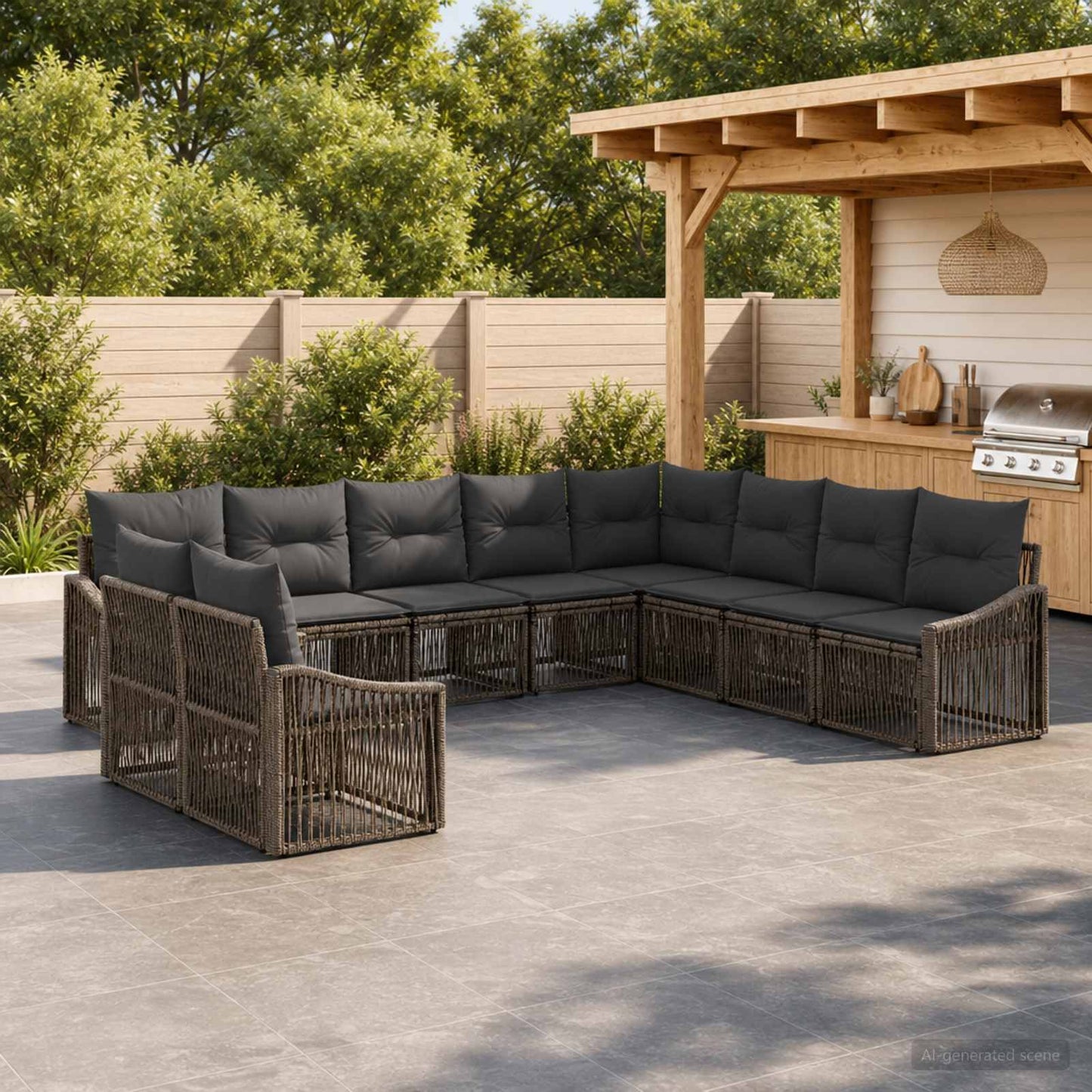 Gartensofa-set 10 pcs Grau Poly-Rattan