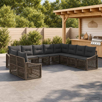 Gartensofa-set 10 stk. Grau Poly-Rattan