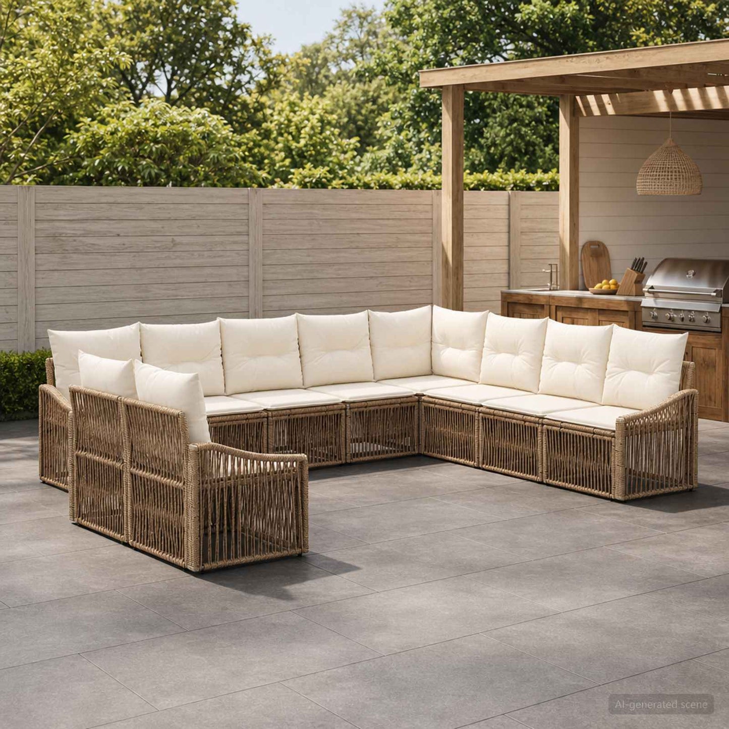 Gartensofa-set 10 pcs Beige Poly-Rattan