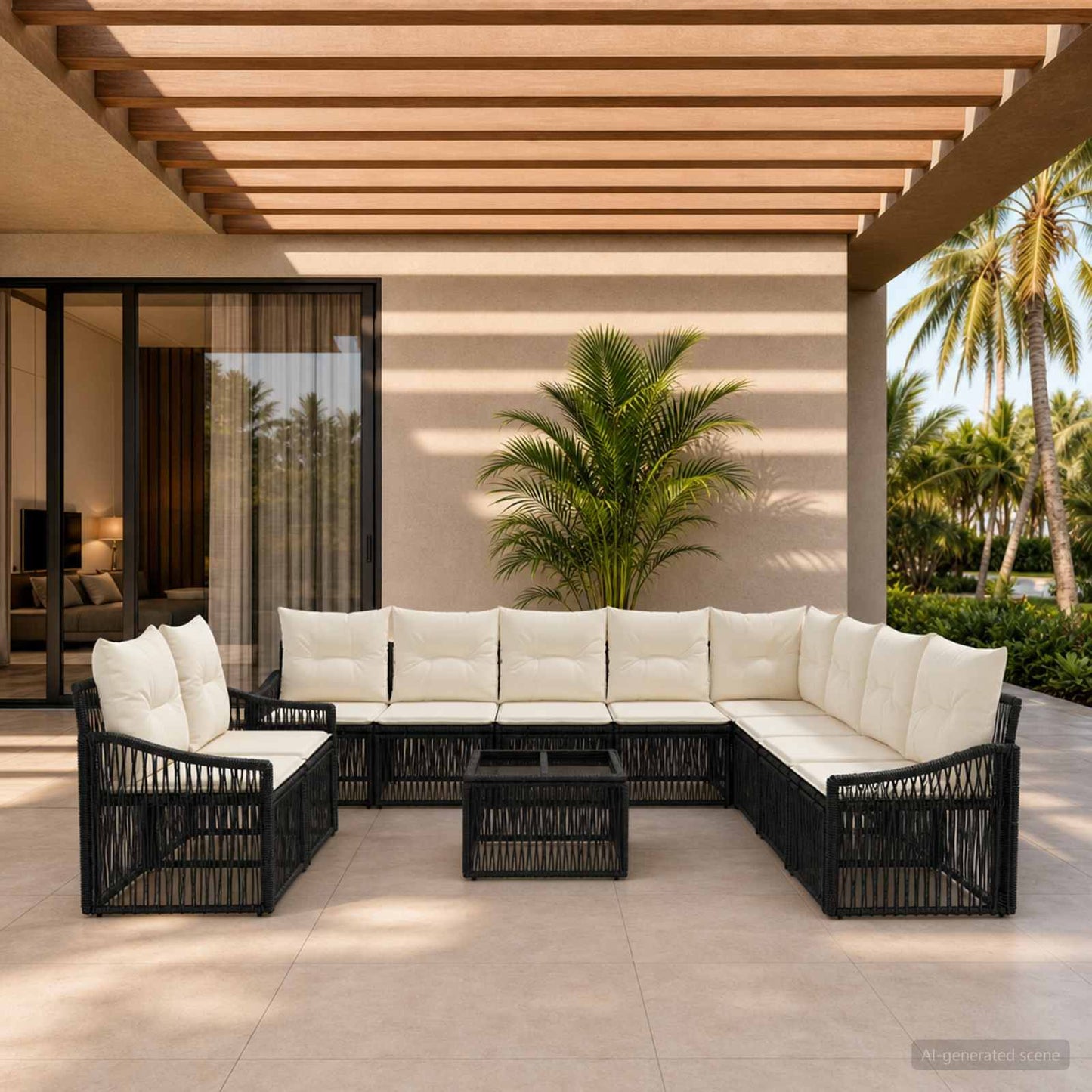 Gartensofa-set 11 stk. Schwarz Poly-Rattan