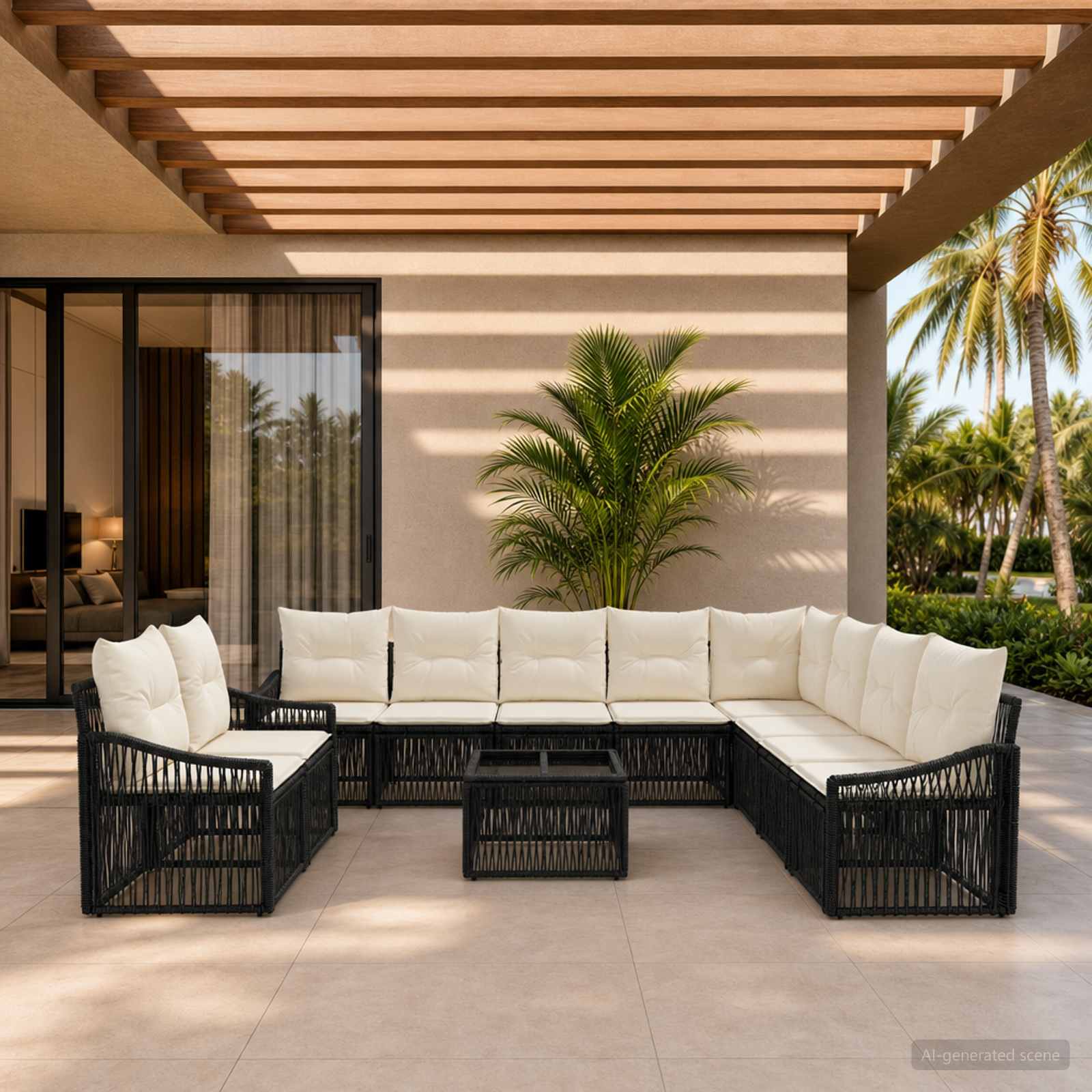 Gartensofa-set 11 stk. Schwarz Poly-Rattan