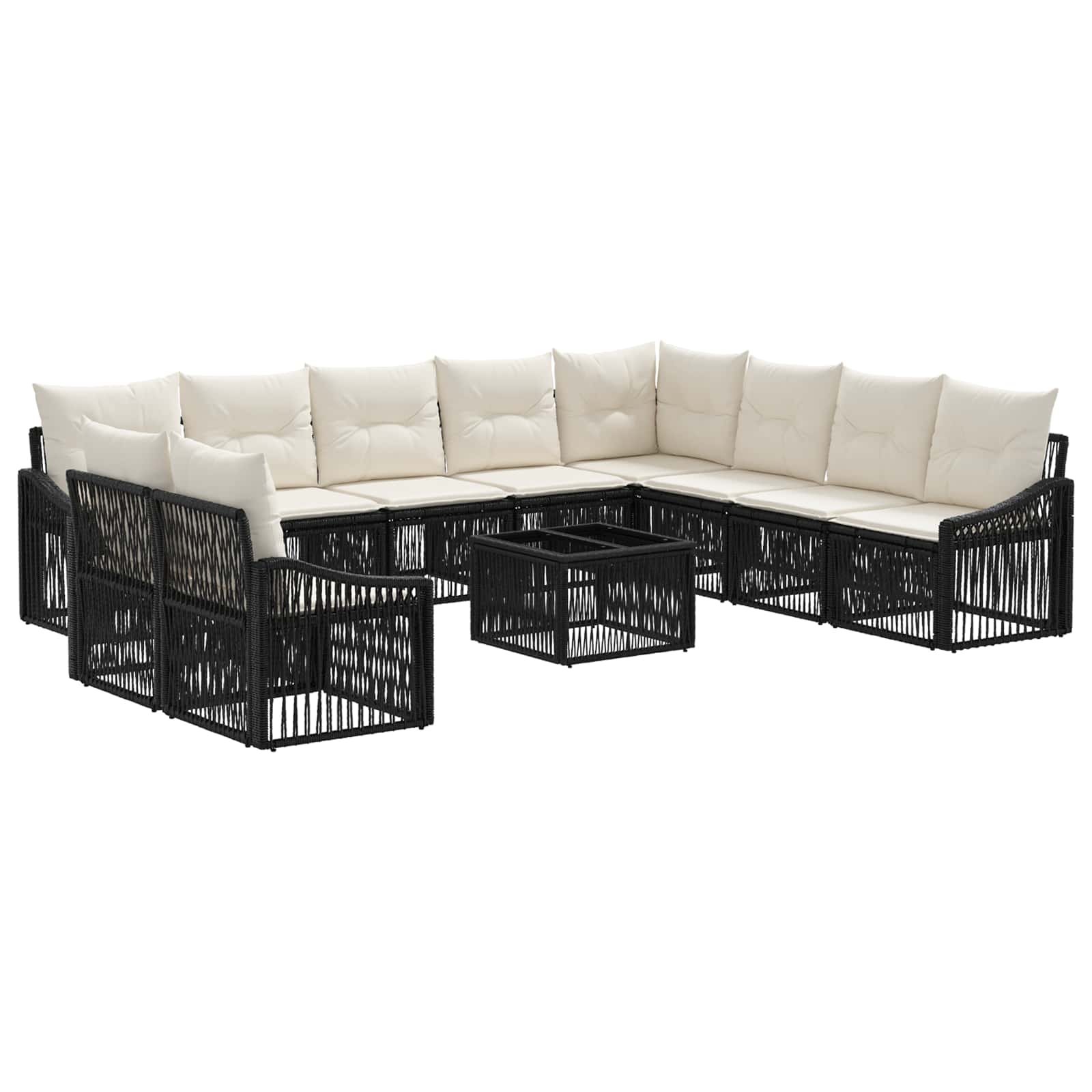Gartensofa-set 11 stk. Schwarz Poly-Rattan