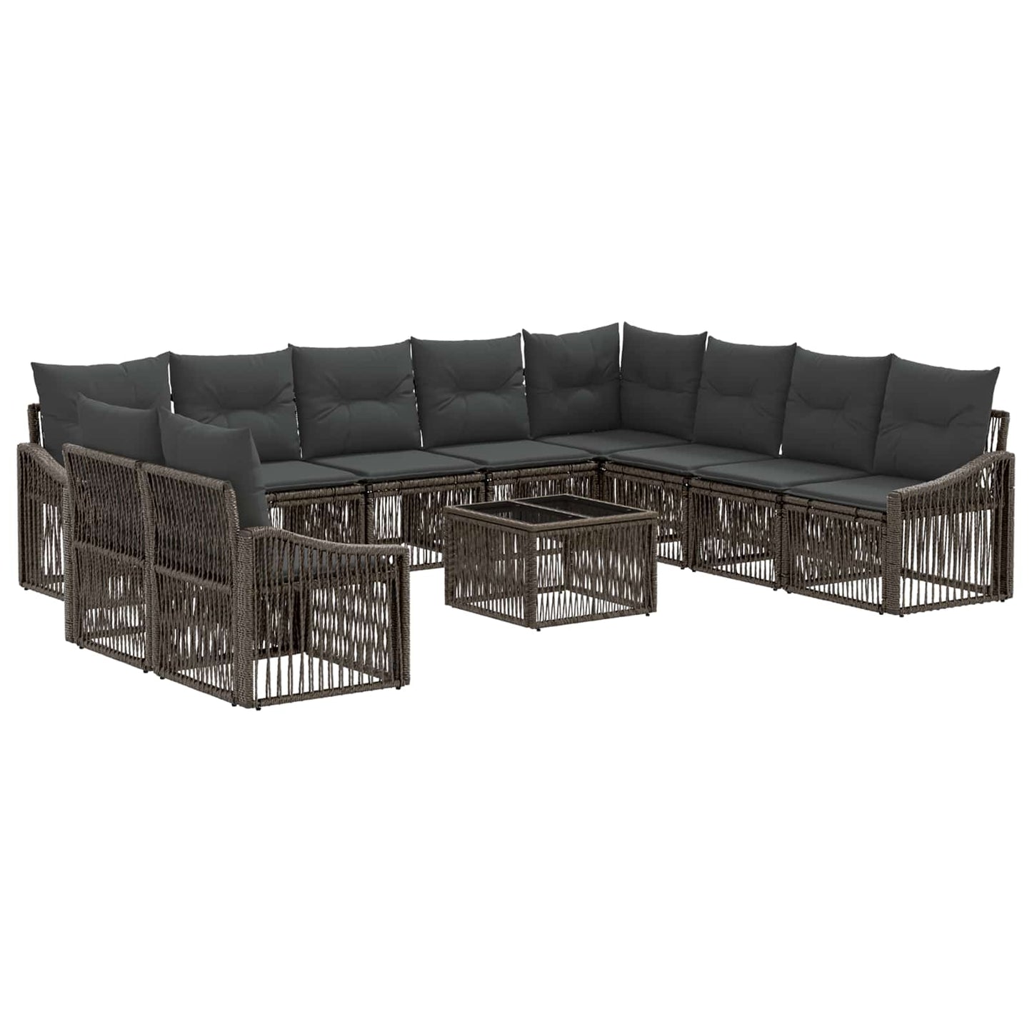 Gartensofa-set 11 stk. Grau Poly-Rattan