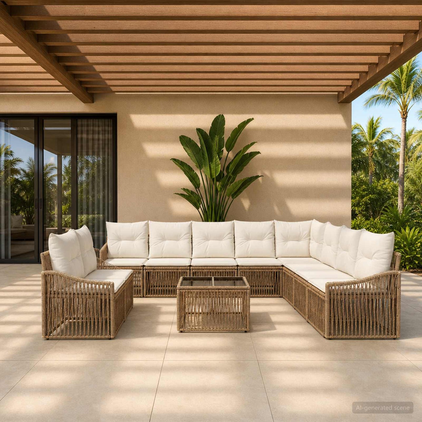 Gartensofa-set 11 pcs Beige Poly-Rattan
