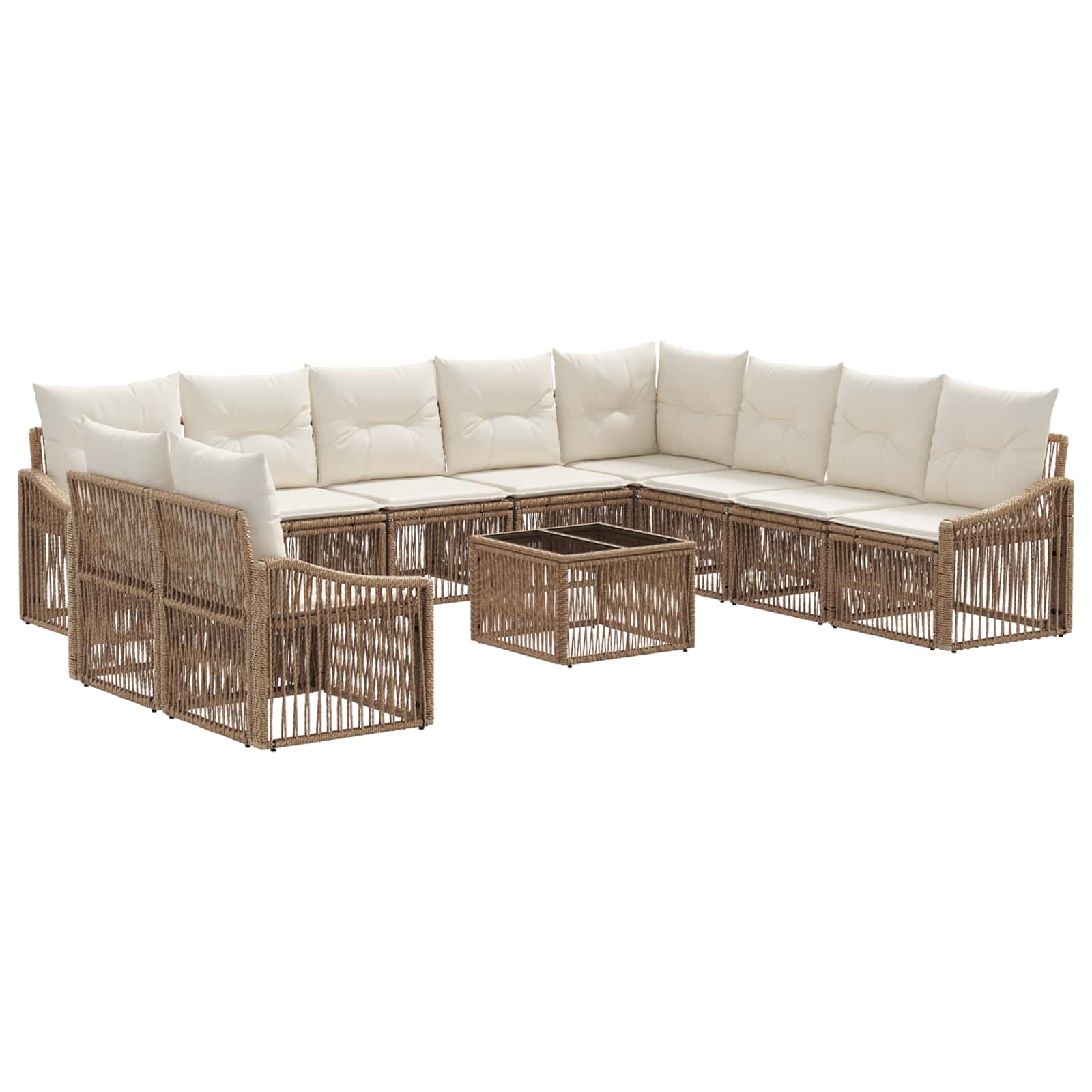 Gartensofa-set 11 pcs Beige Poly-Rattan