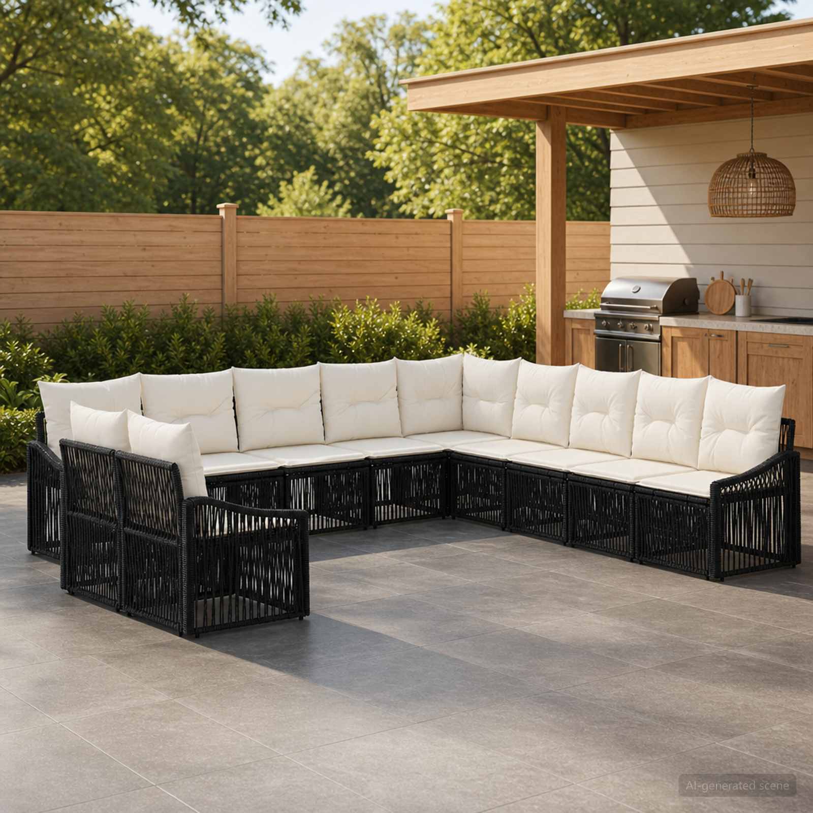 Gartensofa-set 11 pcs Schwarz Poly-Rattan