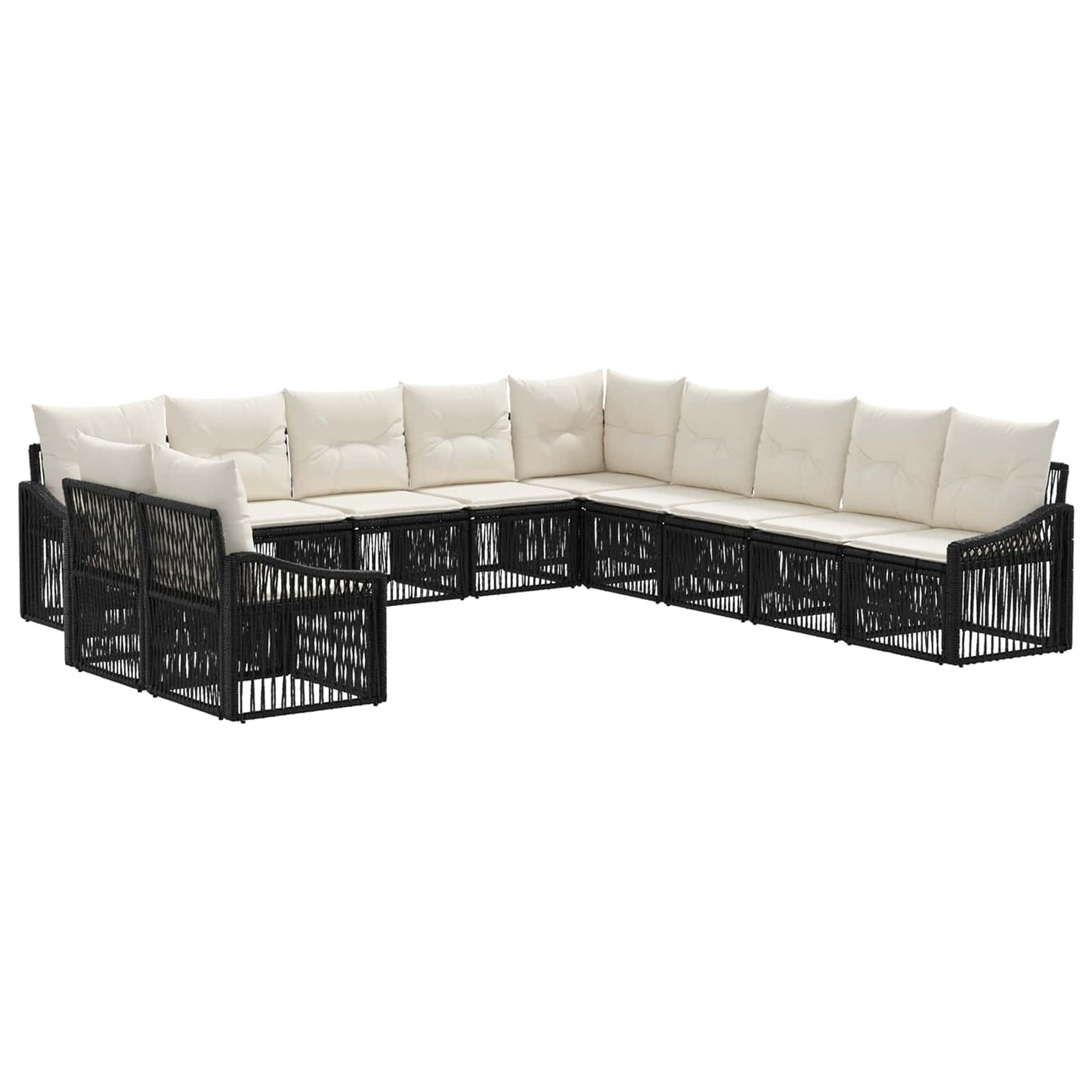 Gartensofa-set 11 pcs Schwarz Poly-Rattan