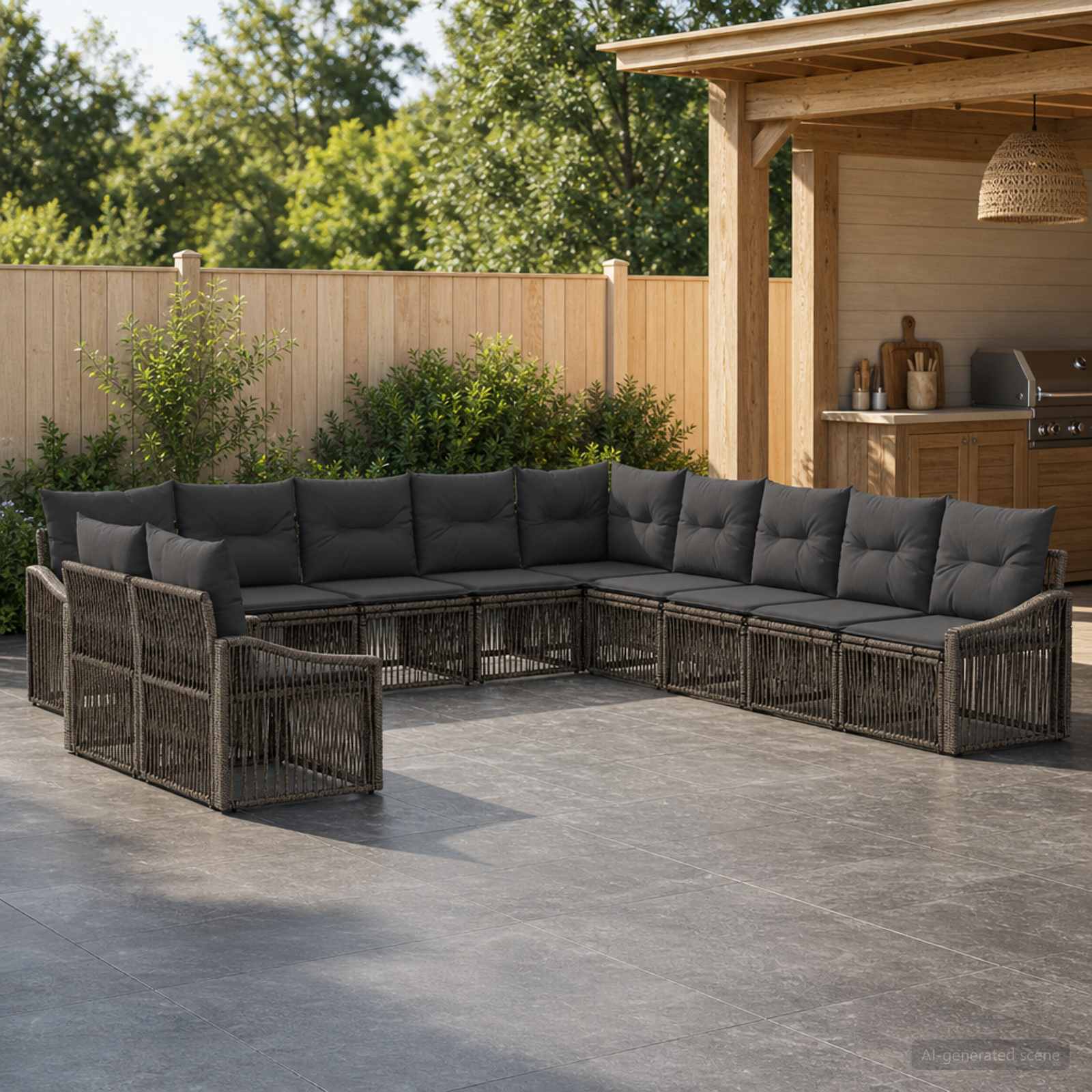 Gartensofa-set 11 pcs Grau Poly-Rattan
