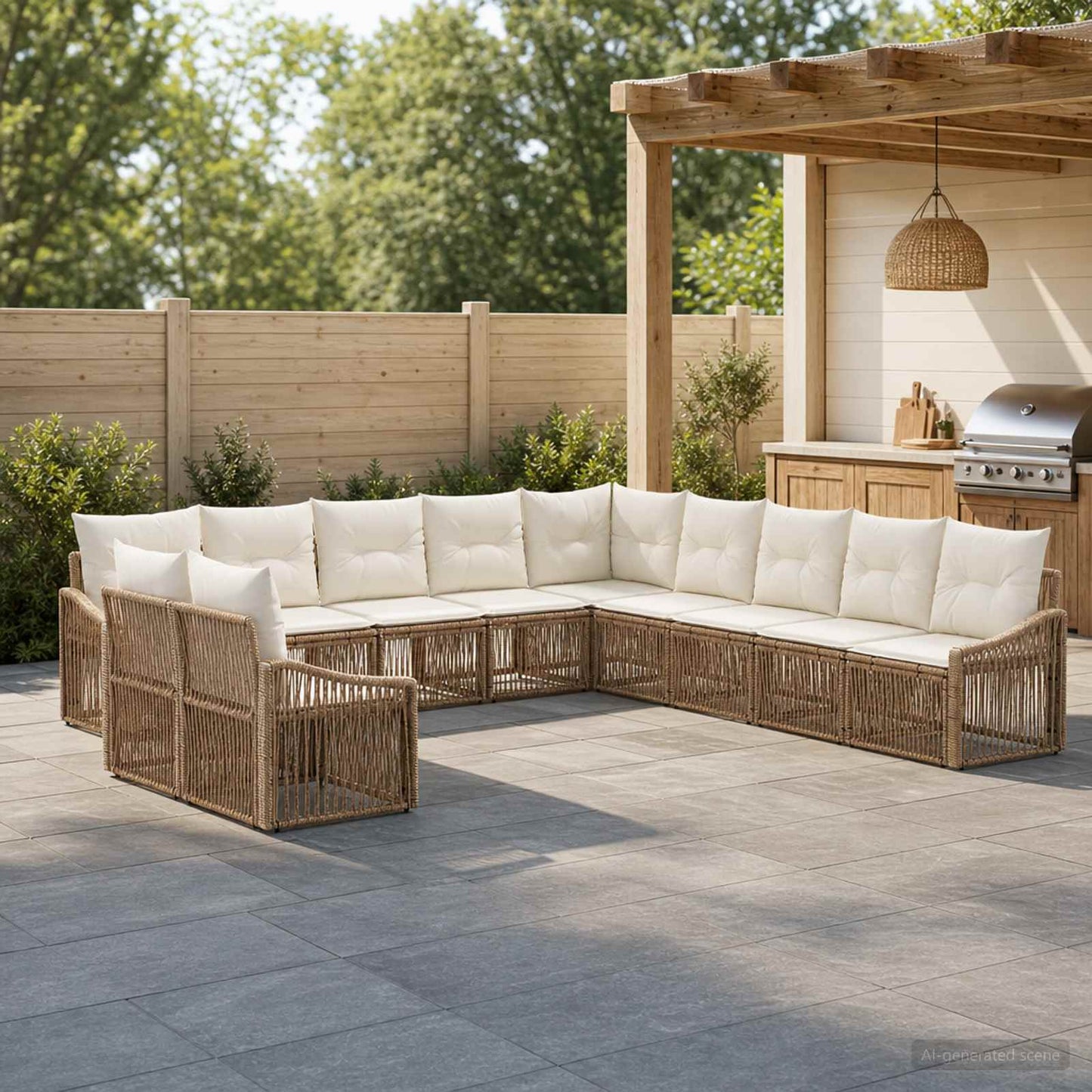 Gartensofa-set 11 pcs Beige Poly-Rattan