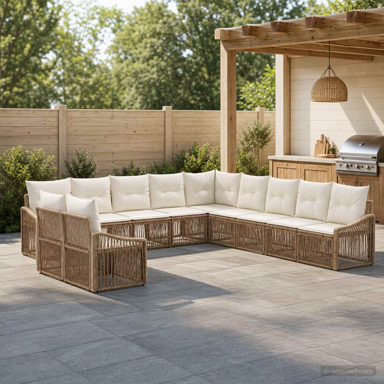 Gartensofa-set 11 pcs Beige Poly-Rattan
