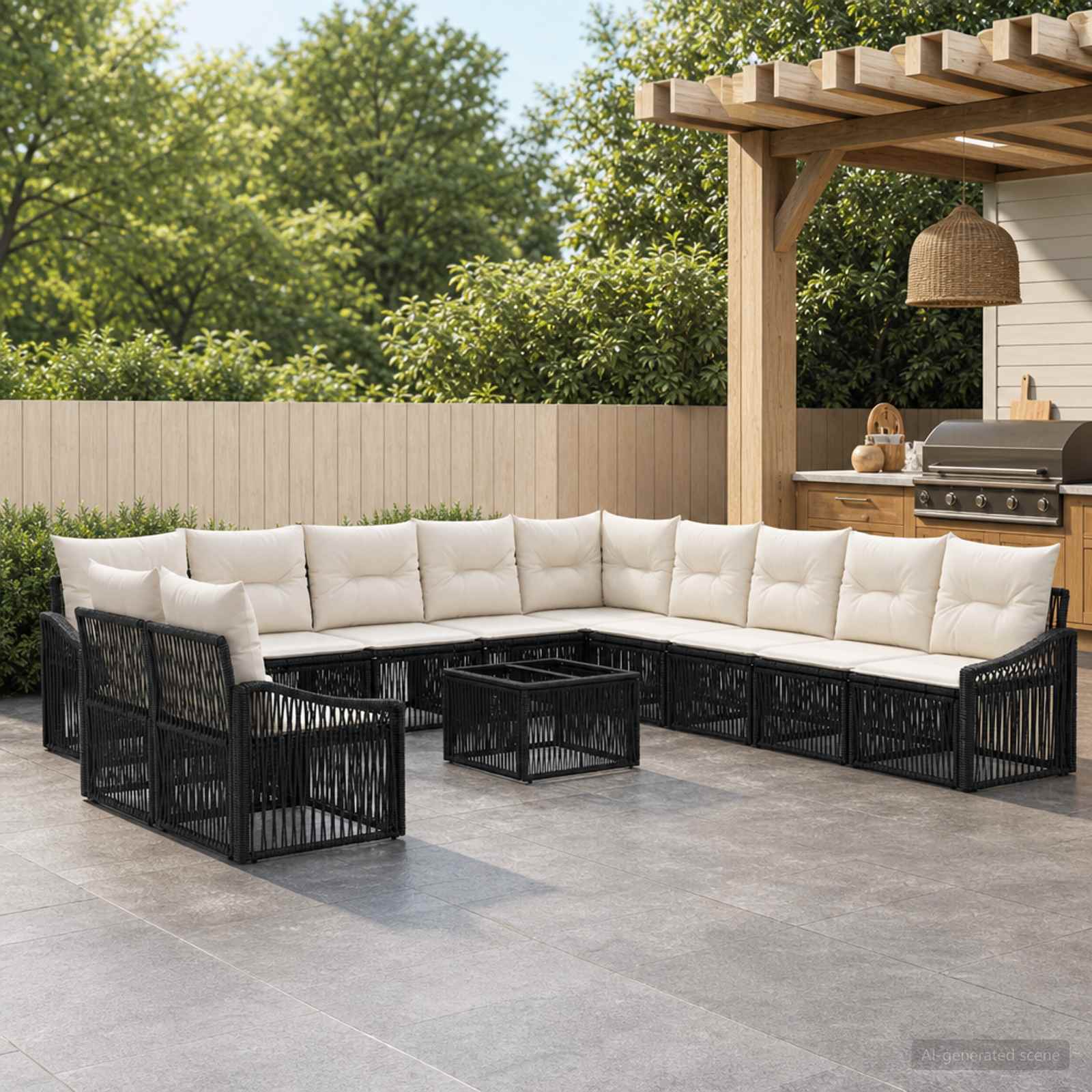Gartensofa-set 12 stk. Schwarz Poly-Rattan