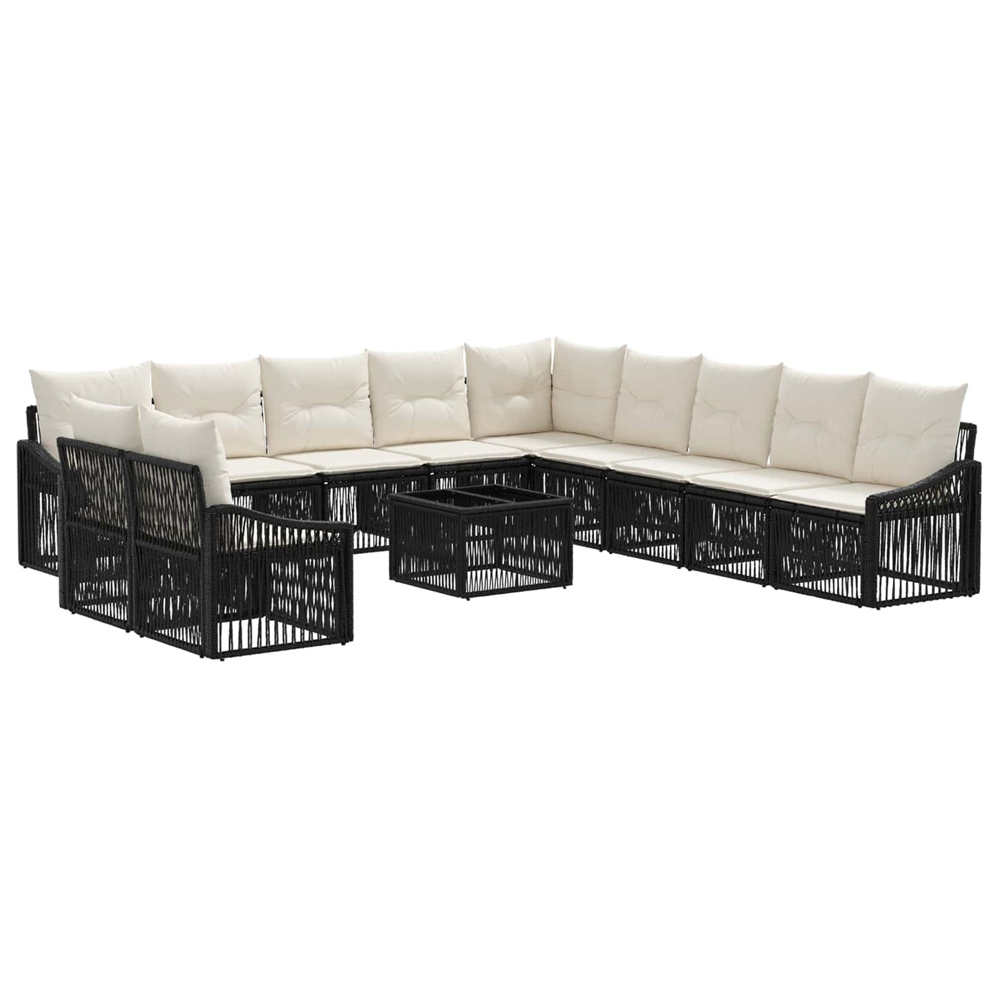 Gartensofa-set 12 stk. Schwarz Poly-Rattan