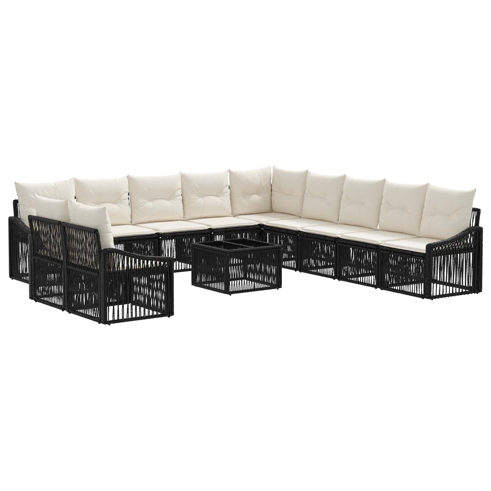 Gartensofa-set 12 stk. Schwarz Poly-Rattan