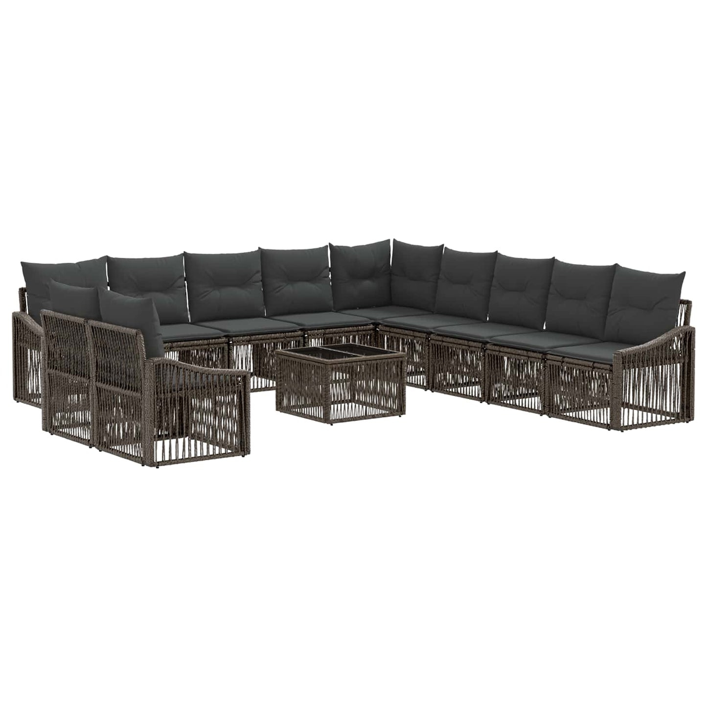 Gartensofa-set 12 stk. Grau Poly-Rattan