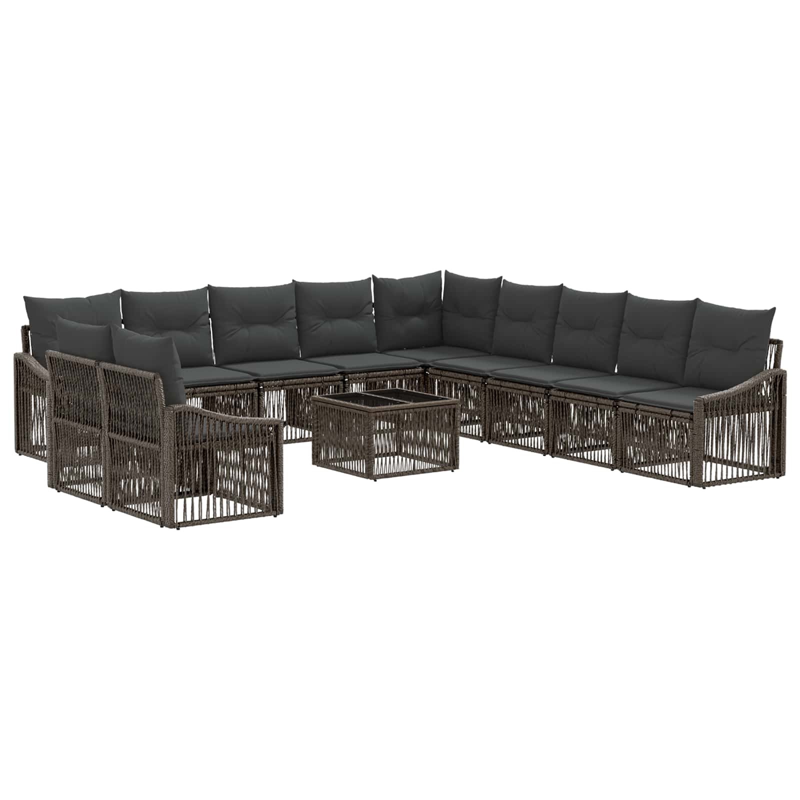 Gartensofa-set 12 stk. Grau Poly-Rattan