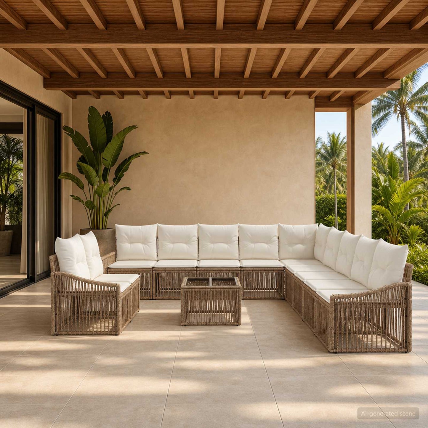 Gartensofa-set 12 pcs Beige Poly-Rattan