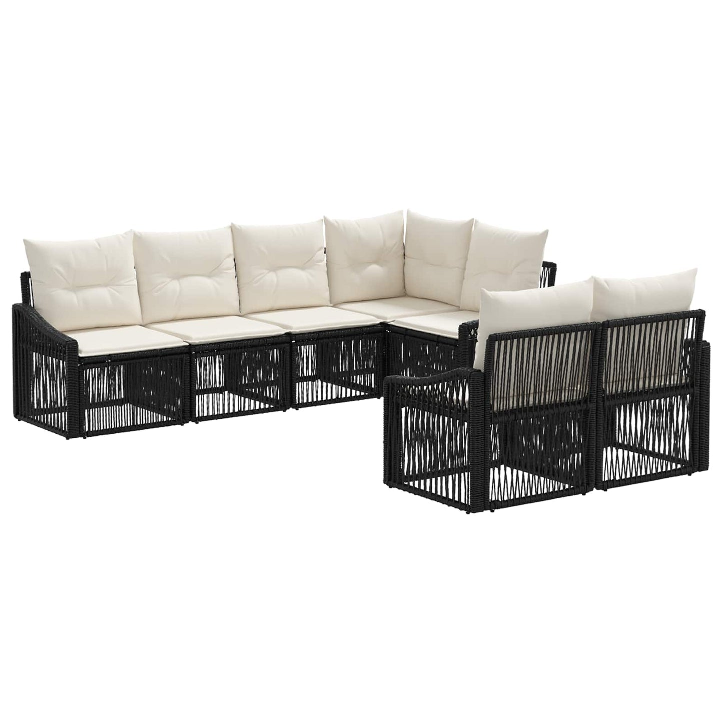 Gartensofa-set 7 stk. 7-Sitzanzahl Schwarz Poly-Rattan