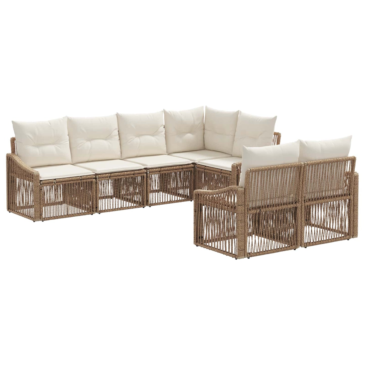 Gartensofa-set 7 stk. 7-Sitzanzahl Beige Poly-Rattan