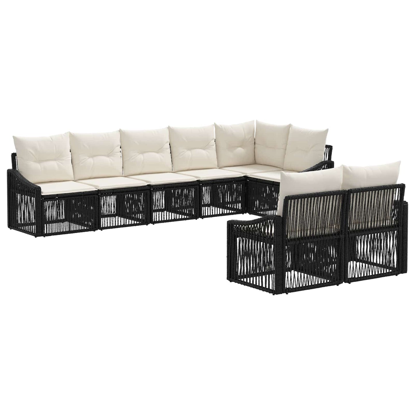 Gartensofa-set 8 pcs Schwarz Poly-Rattan