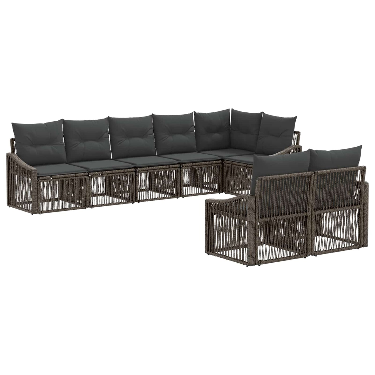 Gartensofa-set 8 pcs Grau Poly-Rattan
