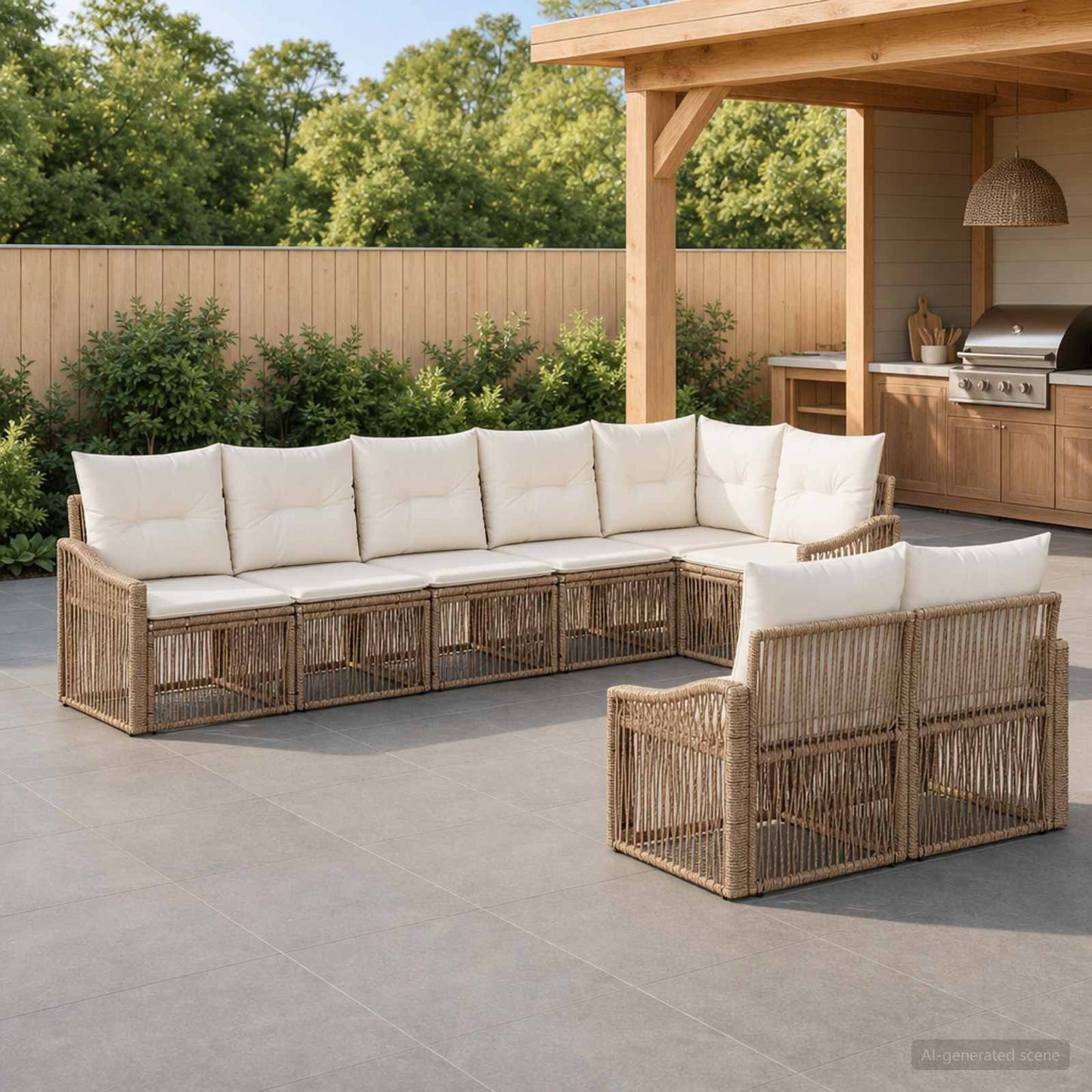 Gartensofa-set 8 pcs Beige Poly-Rattan