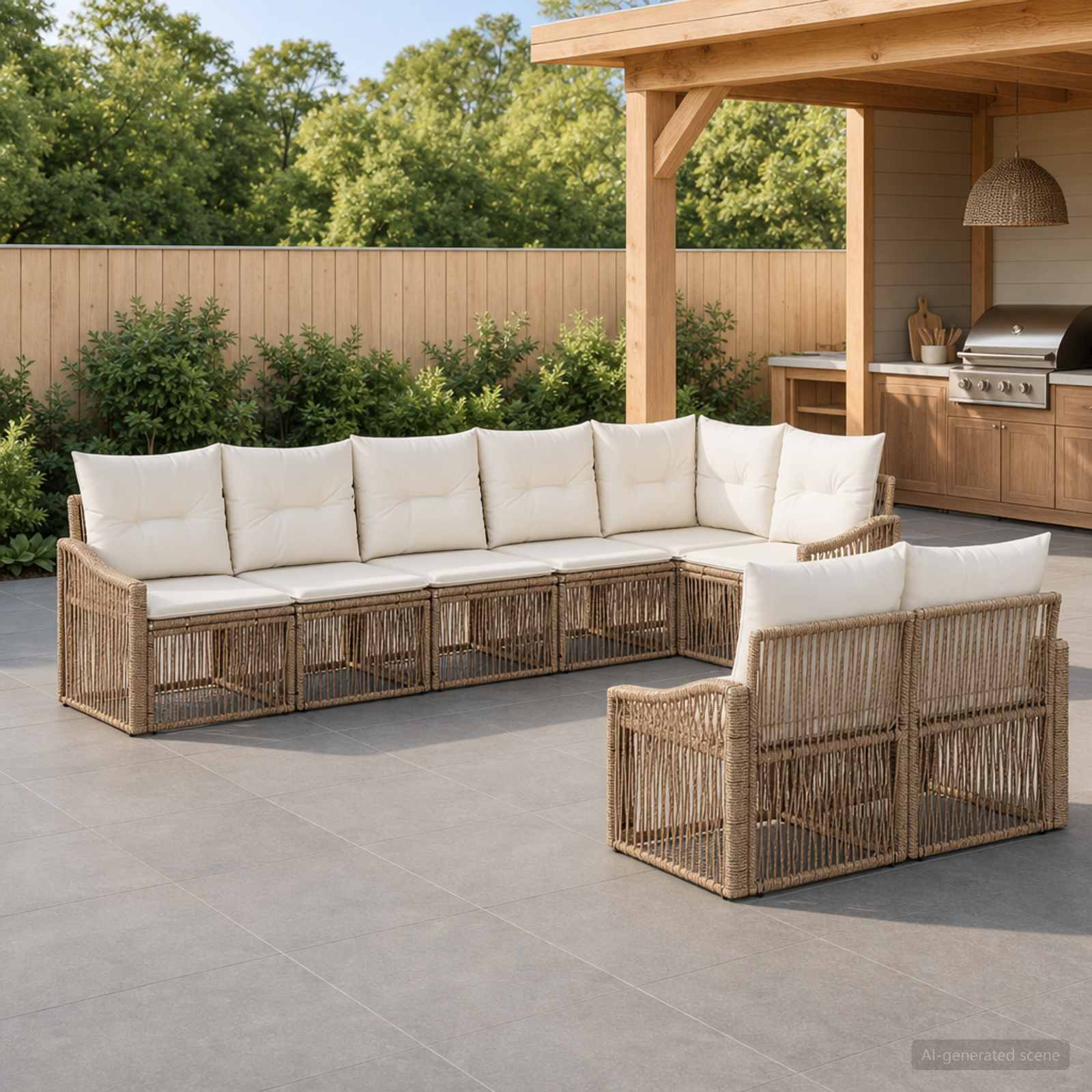 Gartensofa-set 8 pcs Beige Poly-Rattan