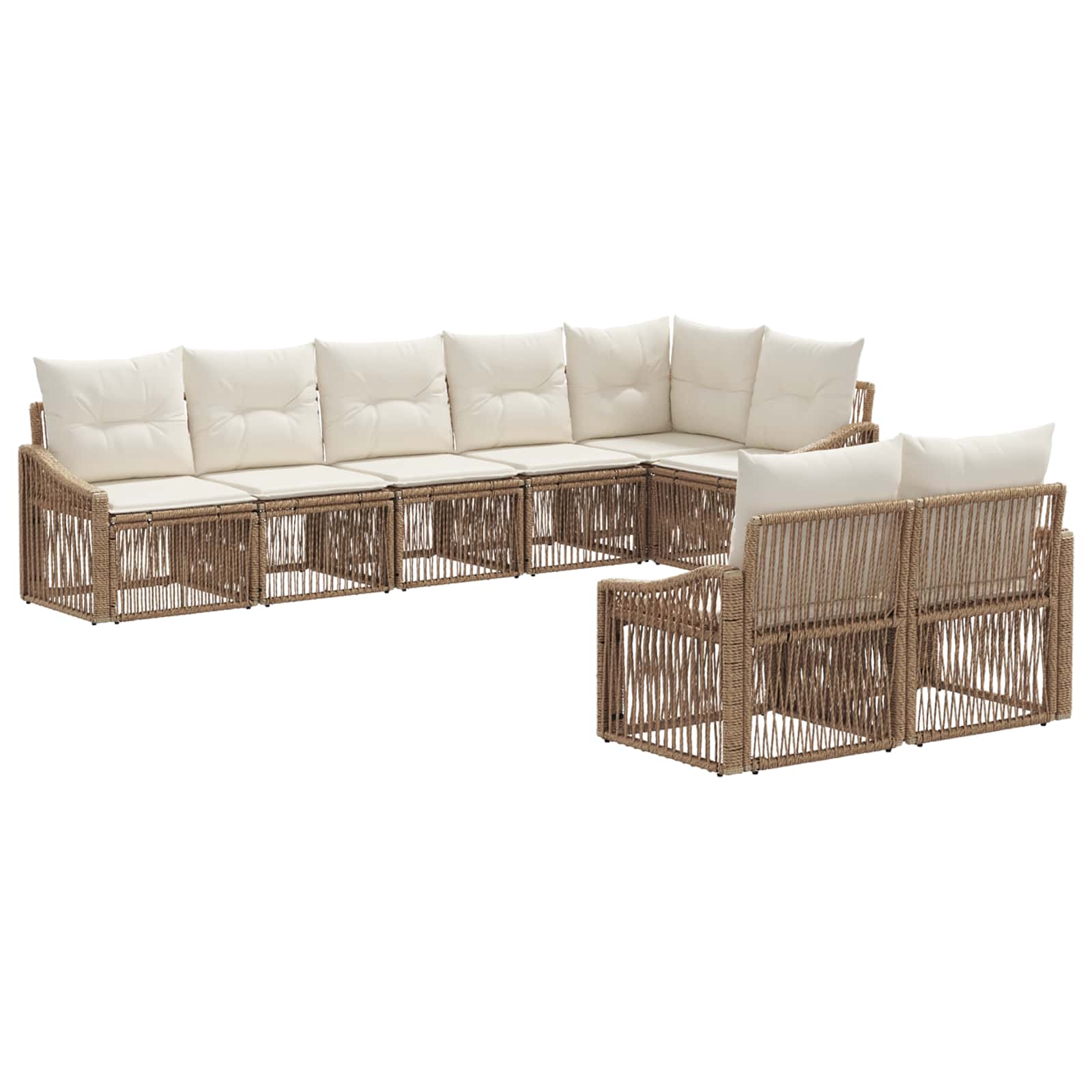 Gartensofa-set 8 pcs Beige Poly-Rattan