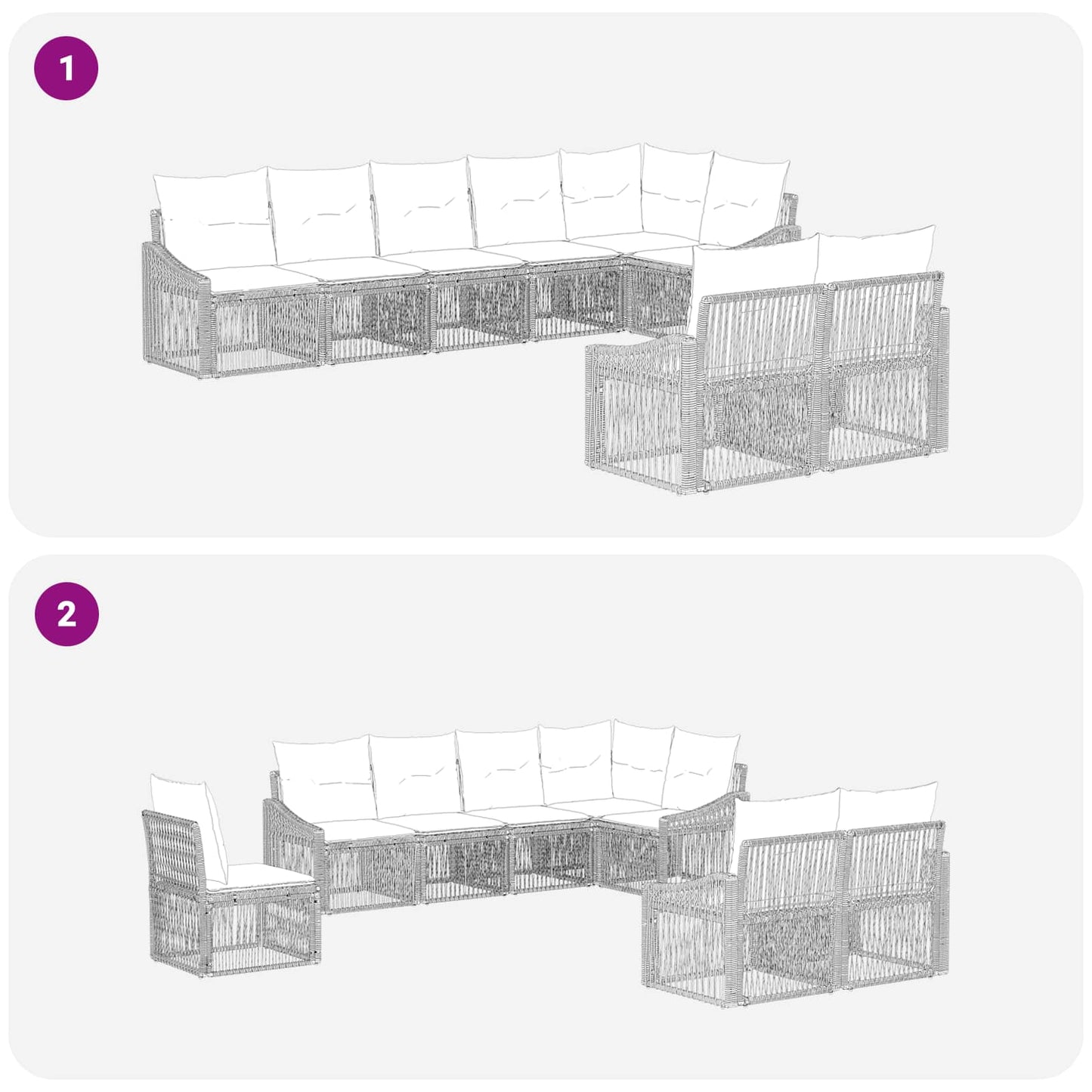 Gartensofa-set 8 pcs Beige Poly-Rattan