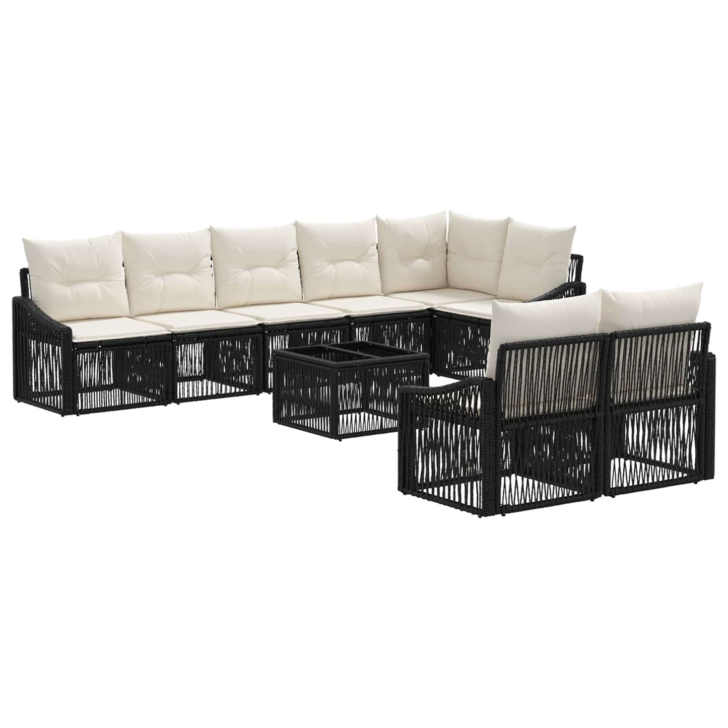 Gartensofa-set 9 stk. Schwarz Poly-Rattan