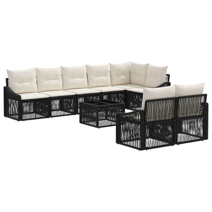 Gartensofa-set 9 stk. Schwarz Poly-Rattan