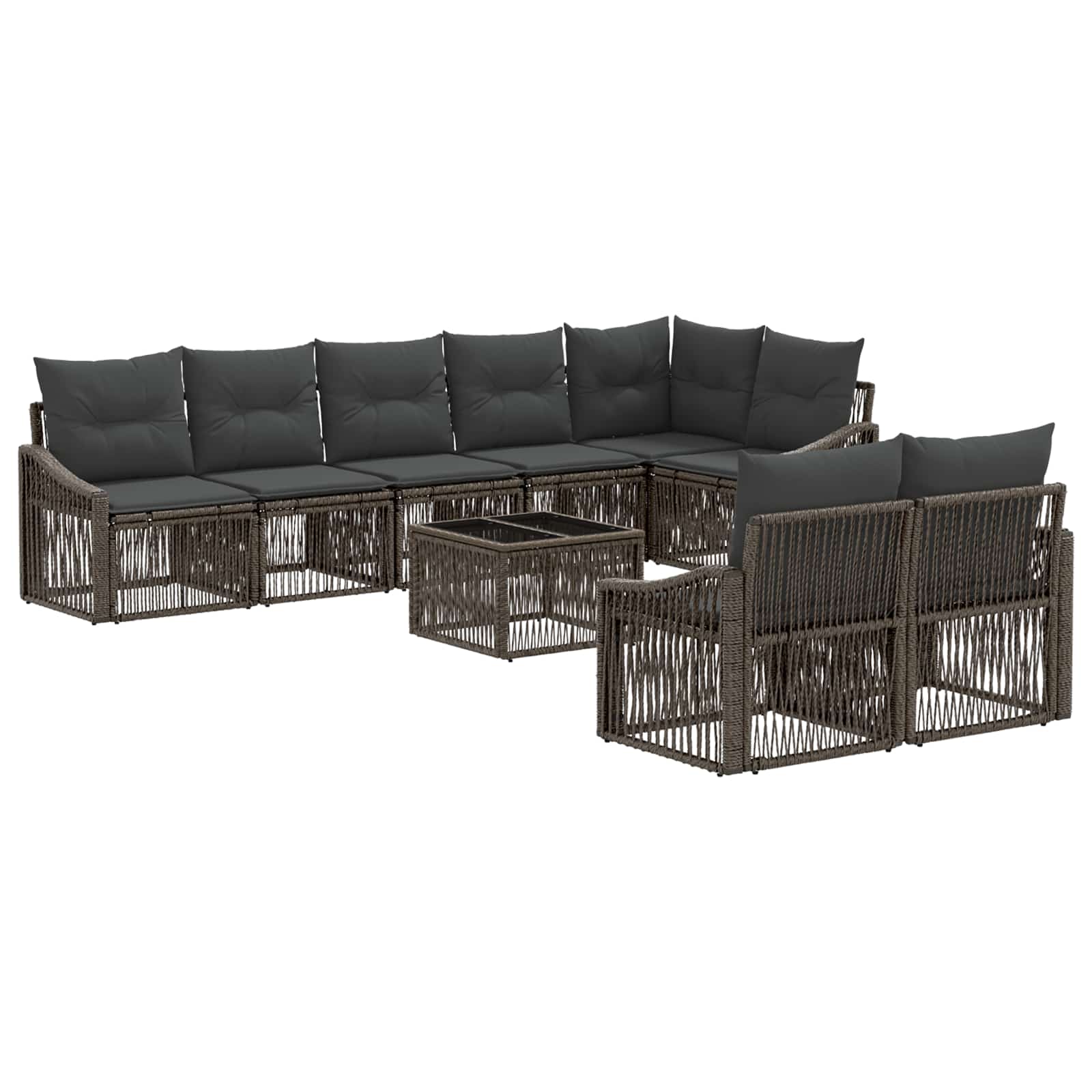 Gartensofa-set 9 stk. Grau Poly-Rattan
