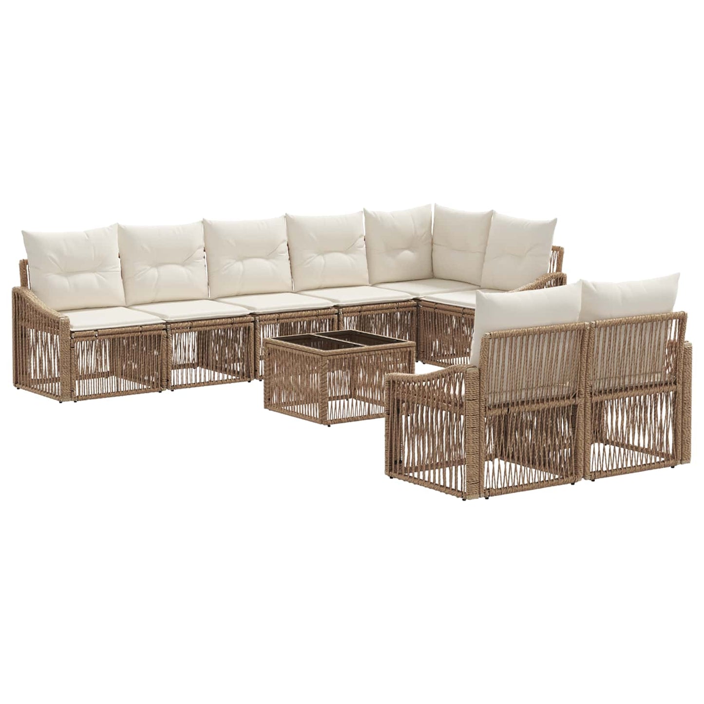 Gartensofa-set 9 pcs Beige Poly-Rattan