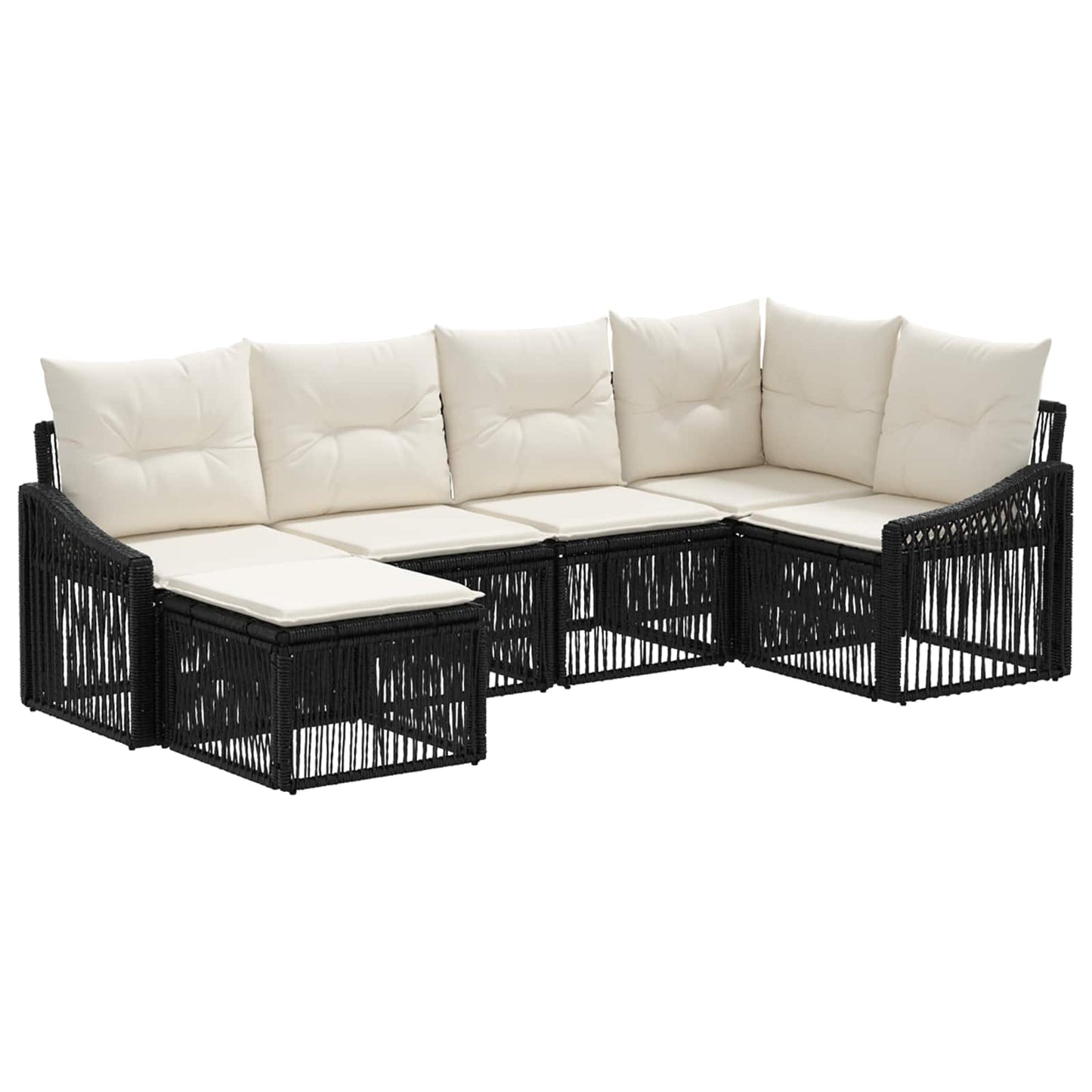 Gartensofa-set 6 pcs Schwarz Poly-Rattan