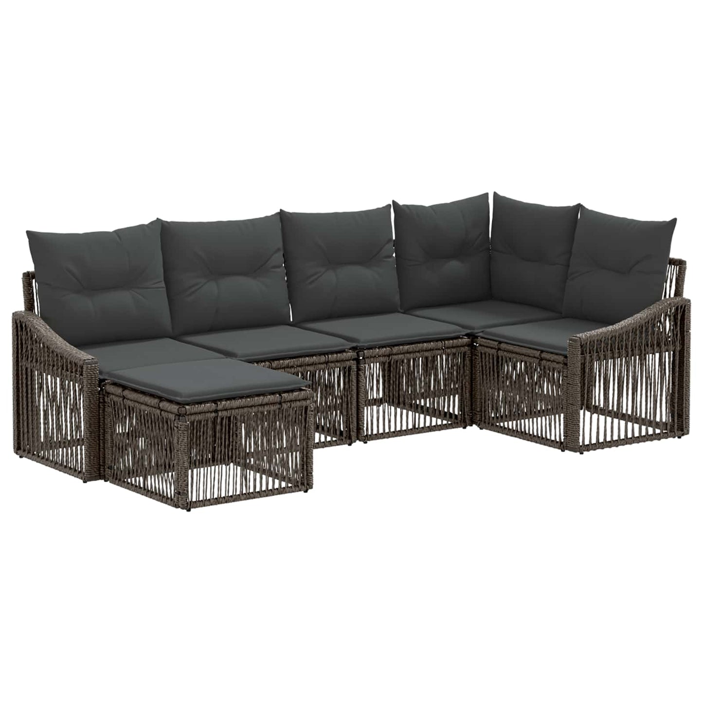 Gartensofa-set 6 stk. Grau Poly-Rattan